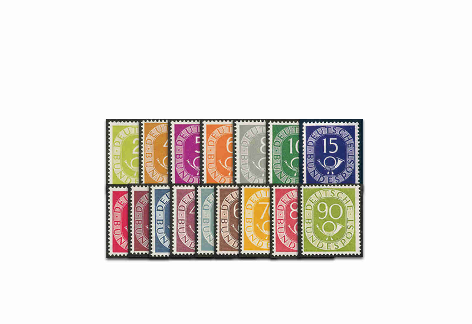 Briefmarken BRD Posthornsatz 1951/52 Michel-Nr. 123-138 postfrisch geprüft