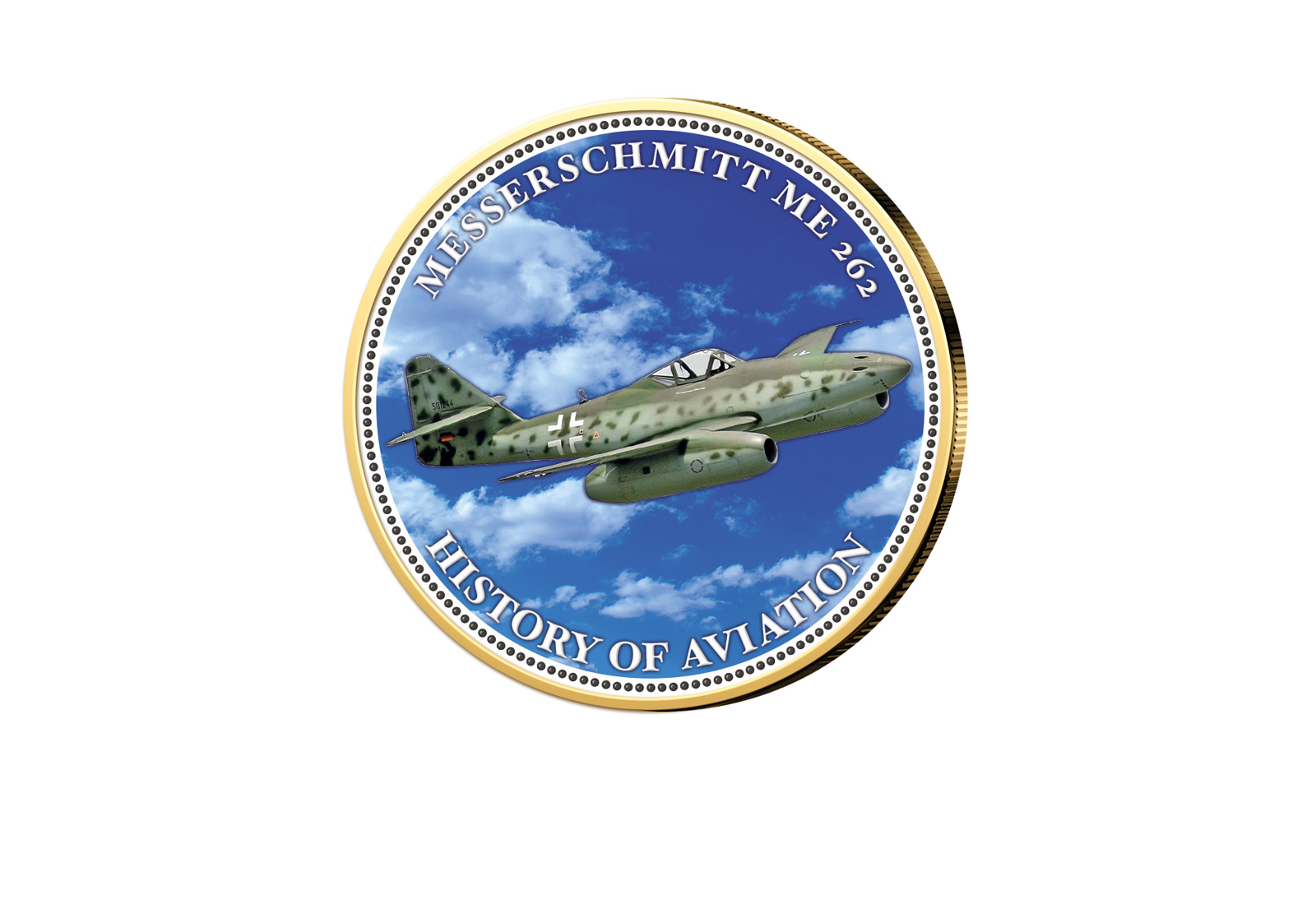 2 Euro vergoldet Messerschmitt Me 262 mit Farbmotiv