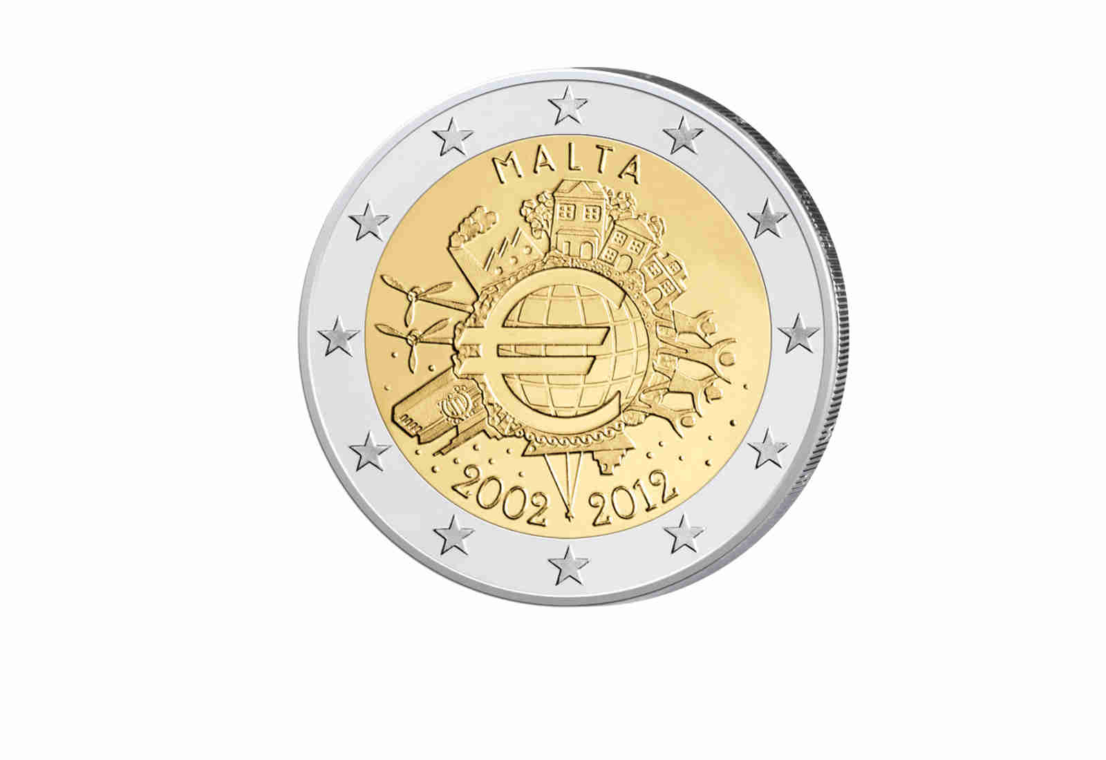 2 Euro 2012 Malta 10 Jahre Bargeld bfr.
