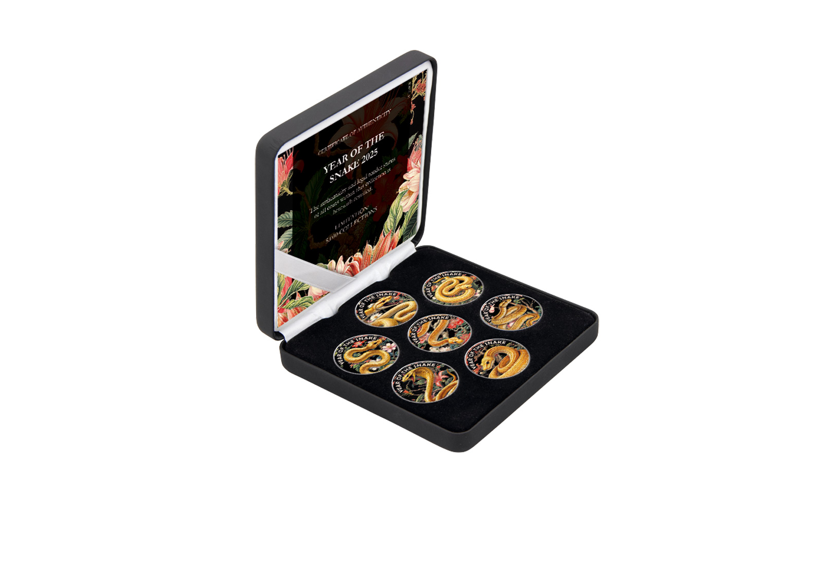 7er Kollektion 2025 Jahr der Schlange mit Farbapplikation im Etui inklusive Zertifikat