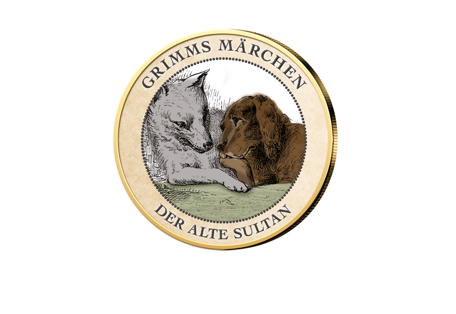 2 Euro vergoldet Der alte Sultan mit Farbmotiv