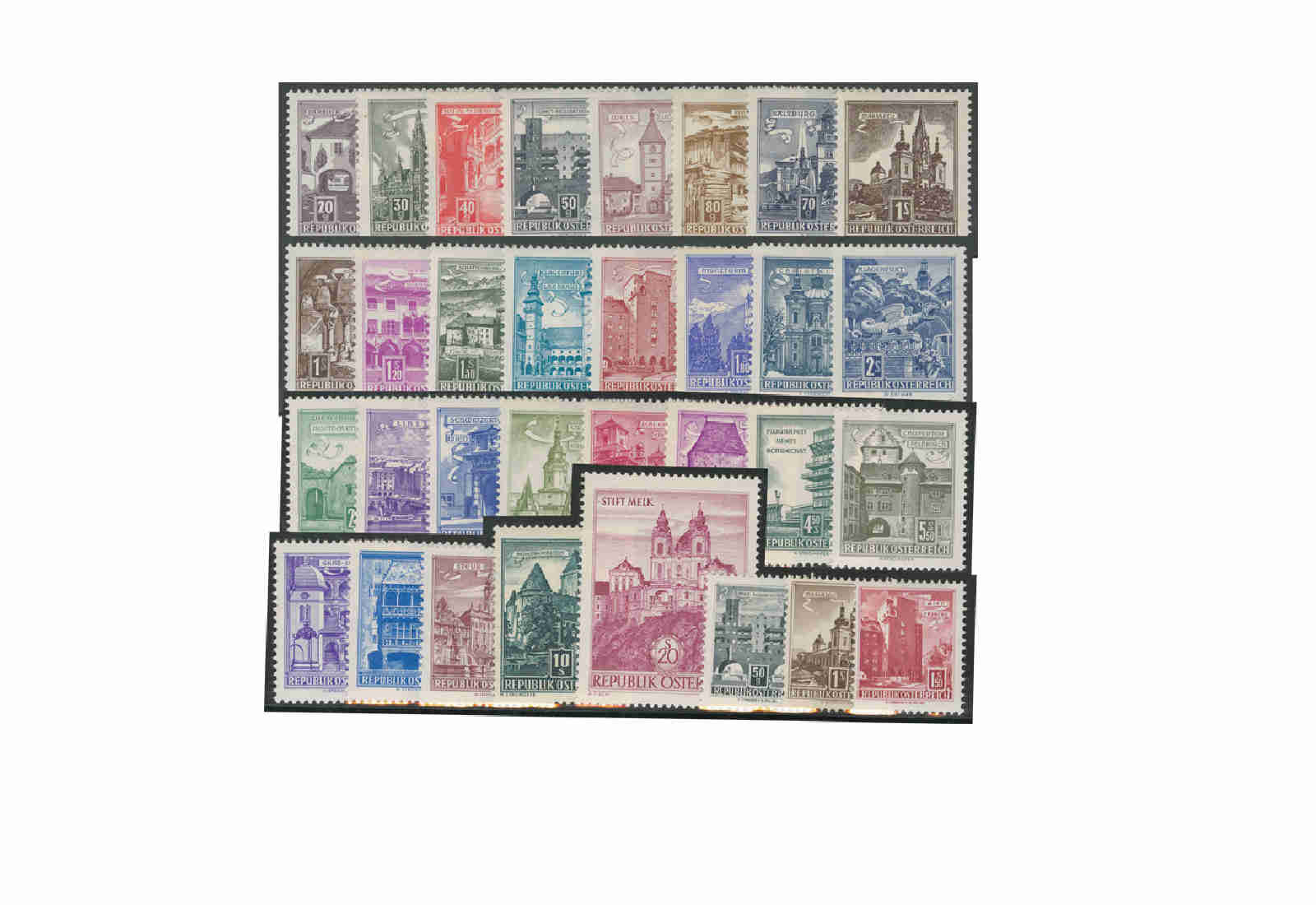 Briefmarken Österreich Bauten Kollektion 1957-1970 Michel-Nr. 1035-1324 postfrisch