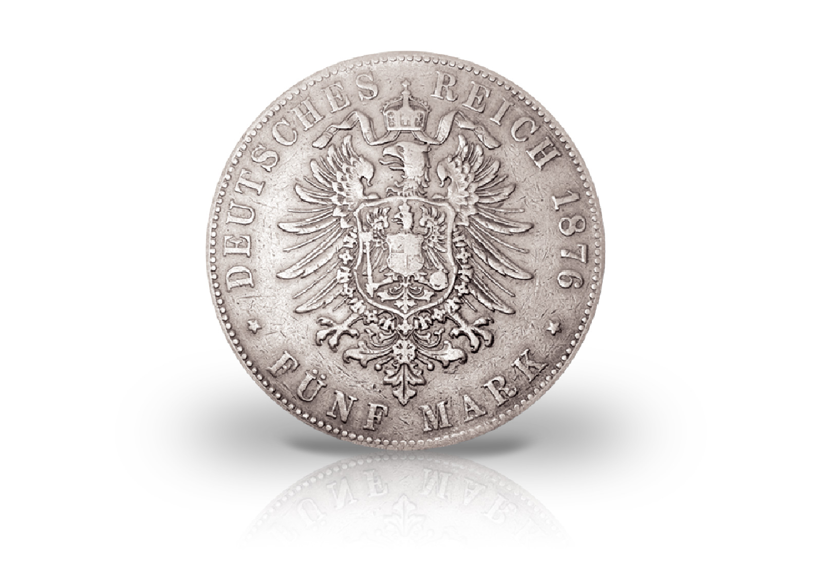 5 Mark 1875-1889 Deutsches Kaiserreich Sachsen König Albert Jaeger-Nr. 122