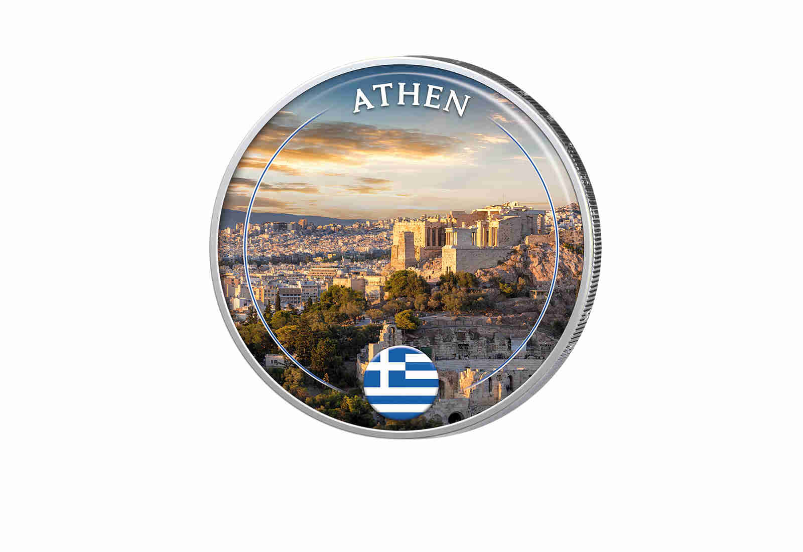 2 Euro mit Farbapplikation Athen - Griechenland