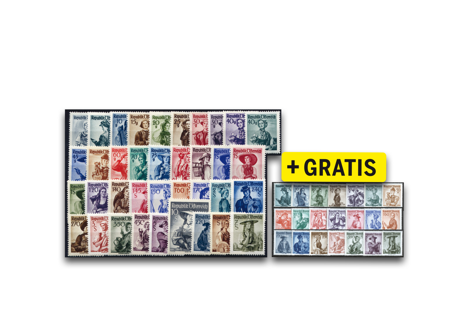 Österreich Trachten Michel-Nr. 893/926 + 978/980 postfisch plus Gratis Trachten 1958