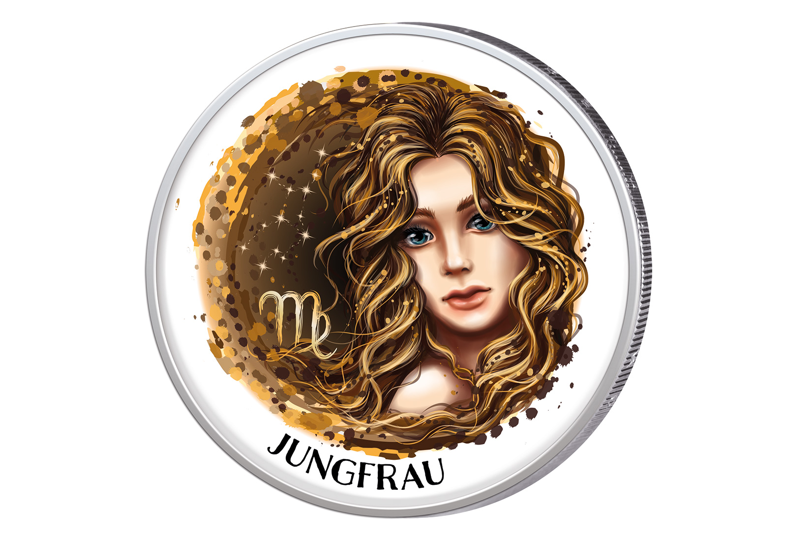 2 Euro mit Farbapplikation Sternzeichen Jungfrau