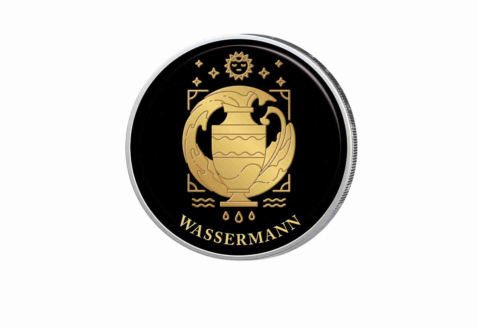 2 Euro mit Farbapplikation Sternzeichen Wassermann