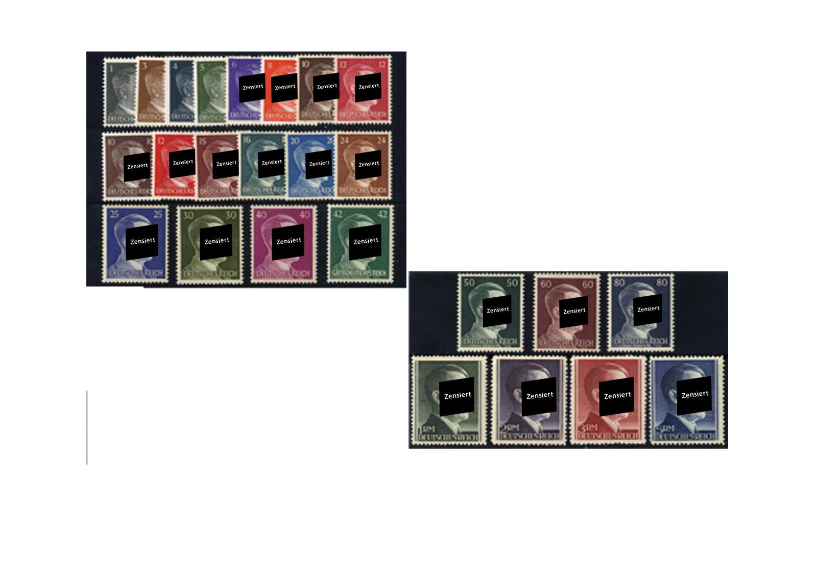 Briefmarken Deutsches Reich Freimarken Adolf Hitler 1941/44 Michel-Nr. 781/802 + 826/27 postfrisch