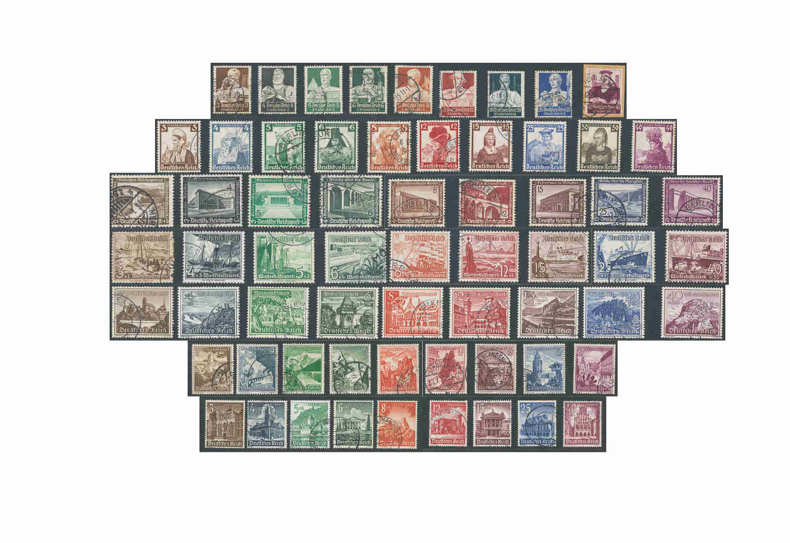 Briefmarke Deutsches Reich Nothilfe und WHW 1934-40 gestempelt im Set