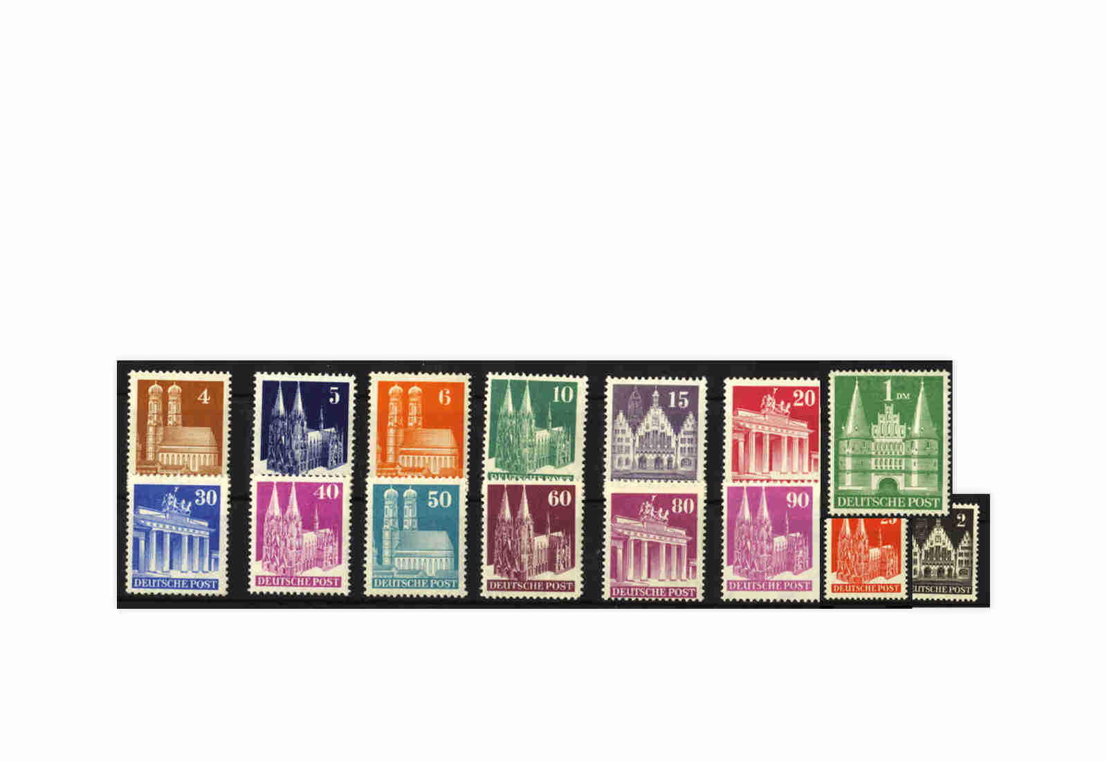 Alliierte Besetzung: Bizone 1948 Michel-Nr. 73/97 II eg gestempelt
