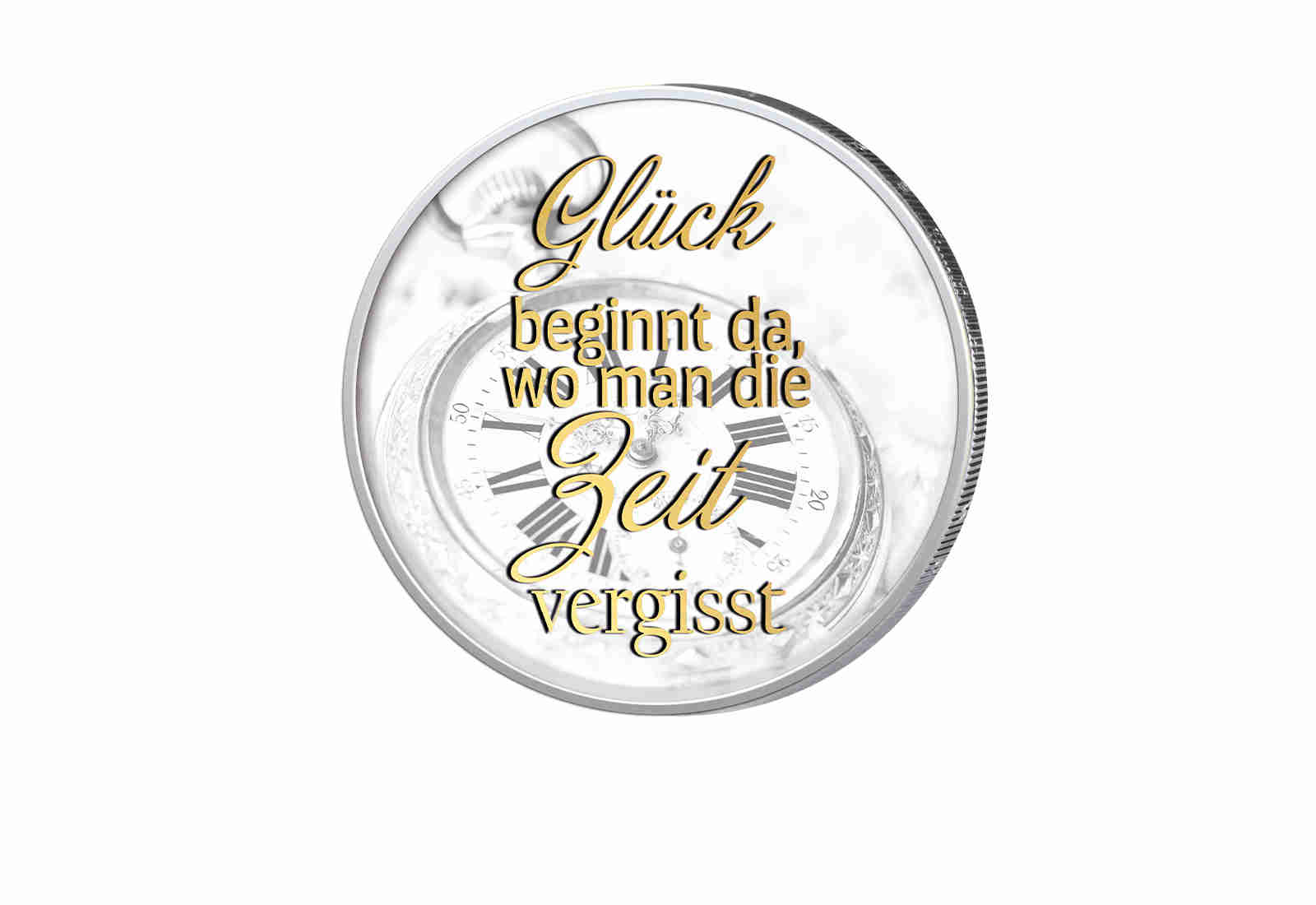 2 Euro vergoldet mit Farbmotiv Glück