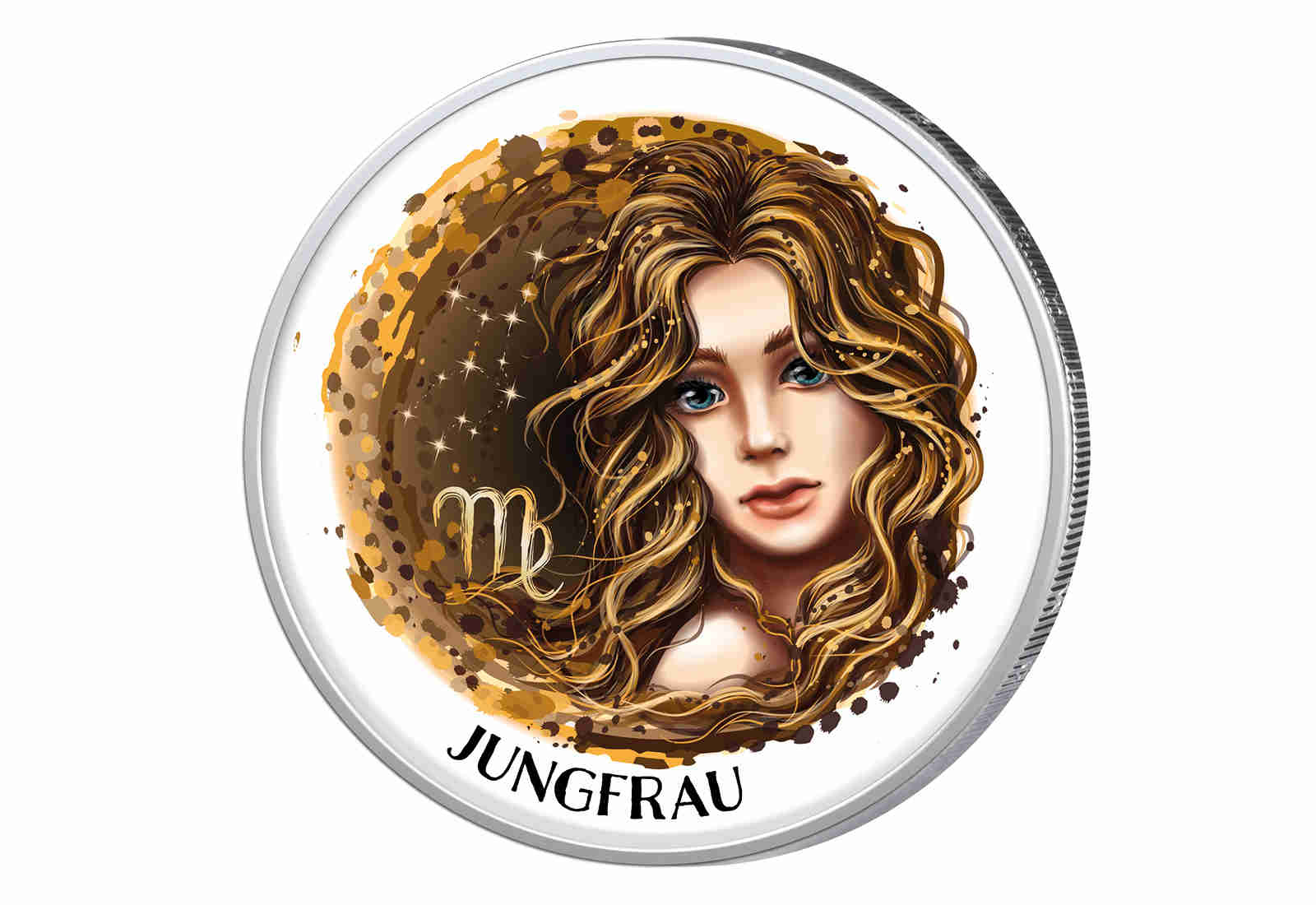 2 Euro mit Farbapplikation Sternzeichen Jungfrau