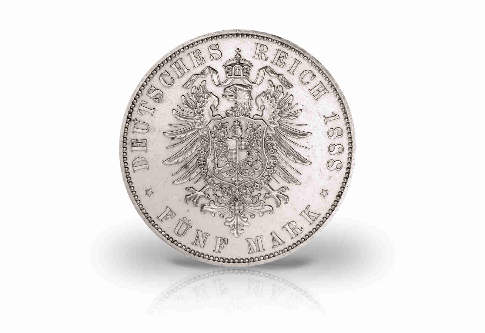 5 Mark 1888 Deutsches Kaiserreich Bayern König Otto Jaeger-Nr. 44