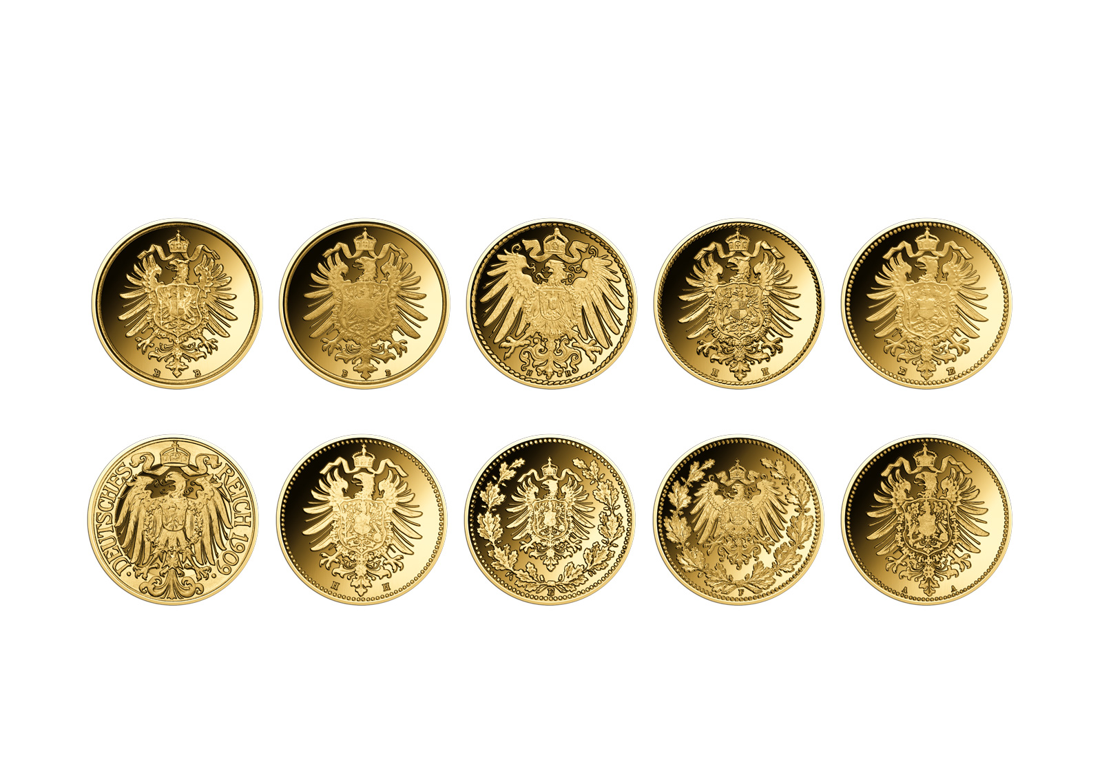 Deutsches Kaiserreich Set 10 Motive Neuprägungen