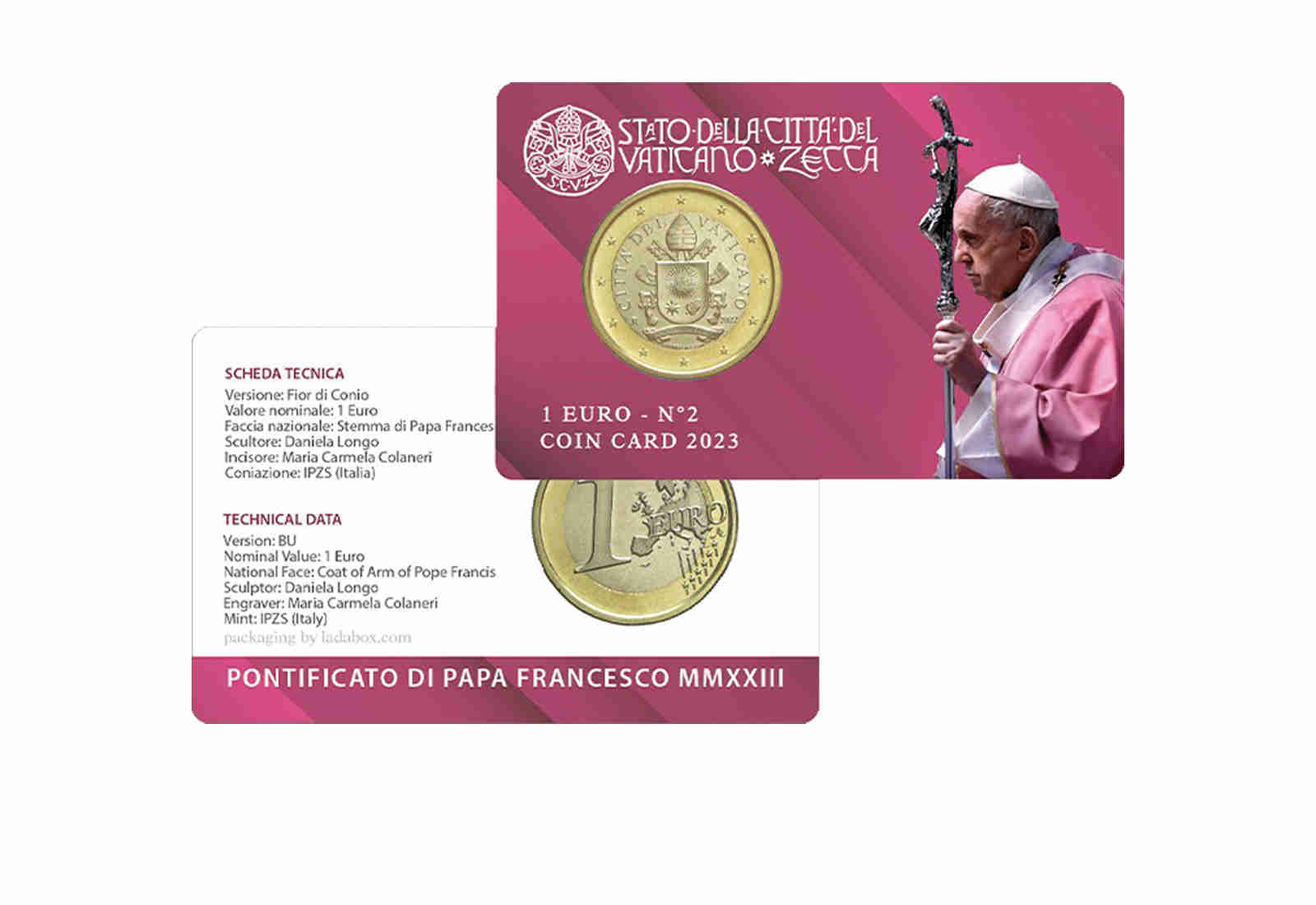 1 Euro Vatikan 2023 in Coincard