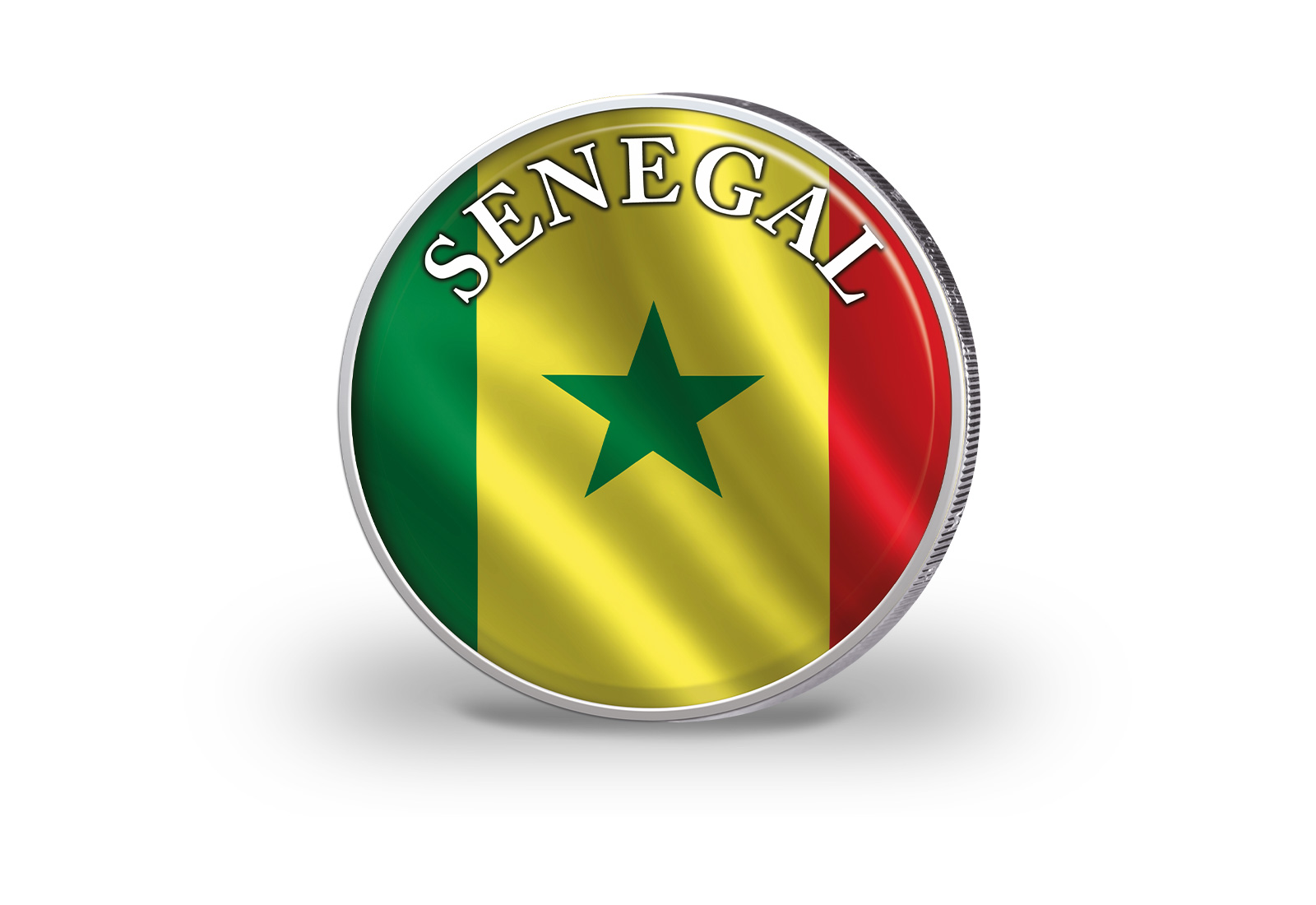 2 Euro vergoldet Senegal Flagge mit Farbmotiv