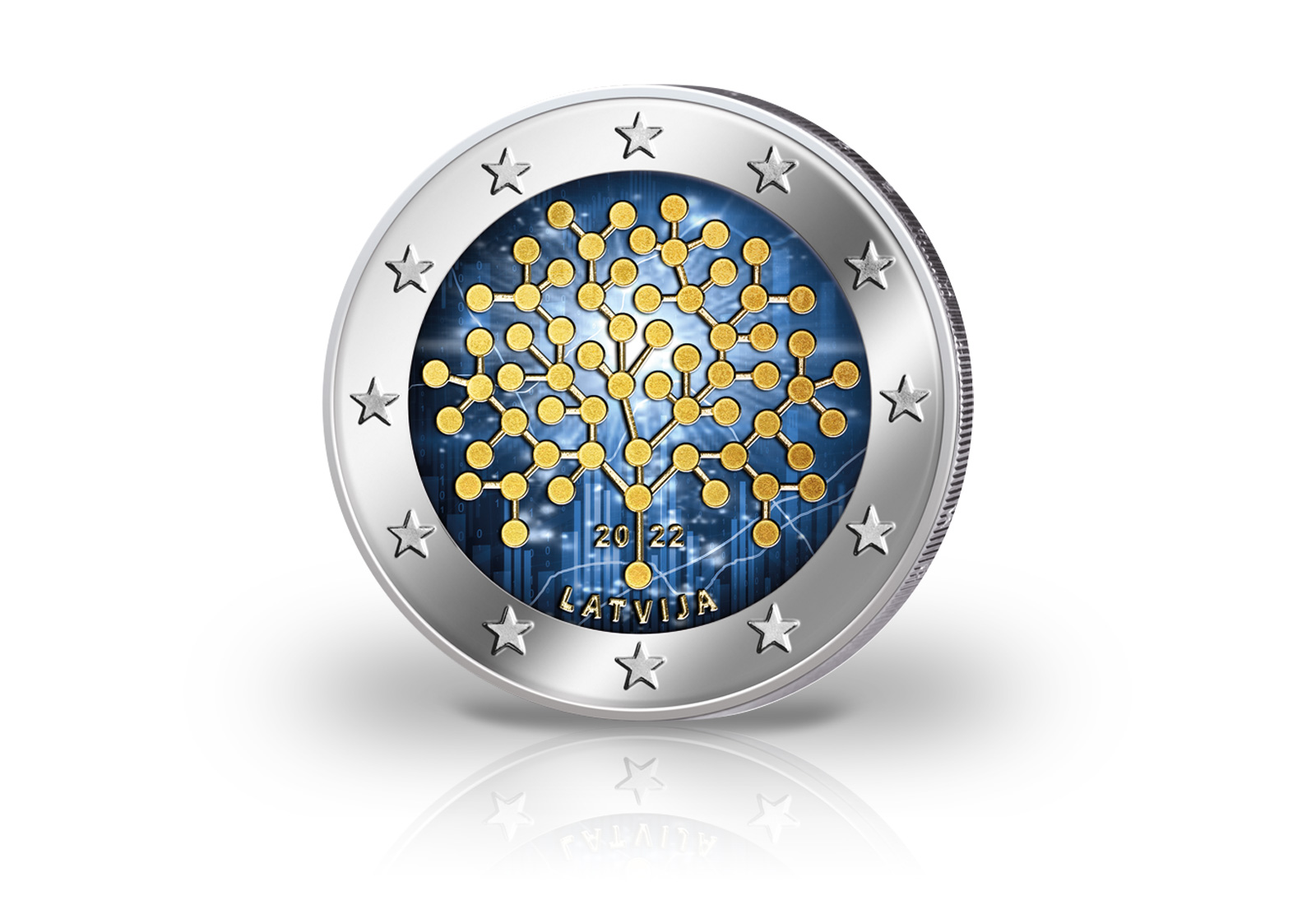 2 Euro 2022 Lettland 100 Jahre Bank von Lettland mit Farbmotiv