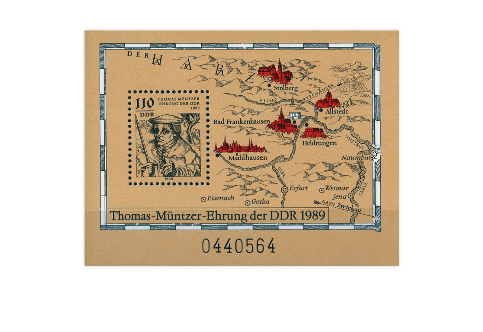 DDR Block 97 500. Geburtstag Thomas Müntzer 1989 **
