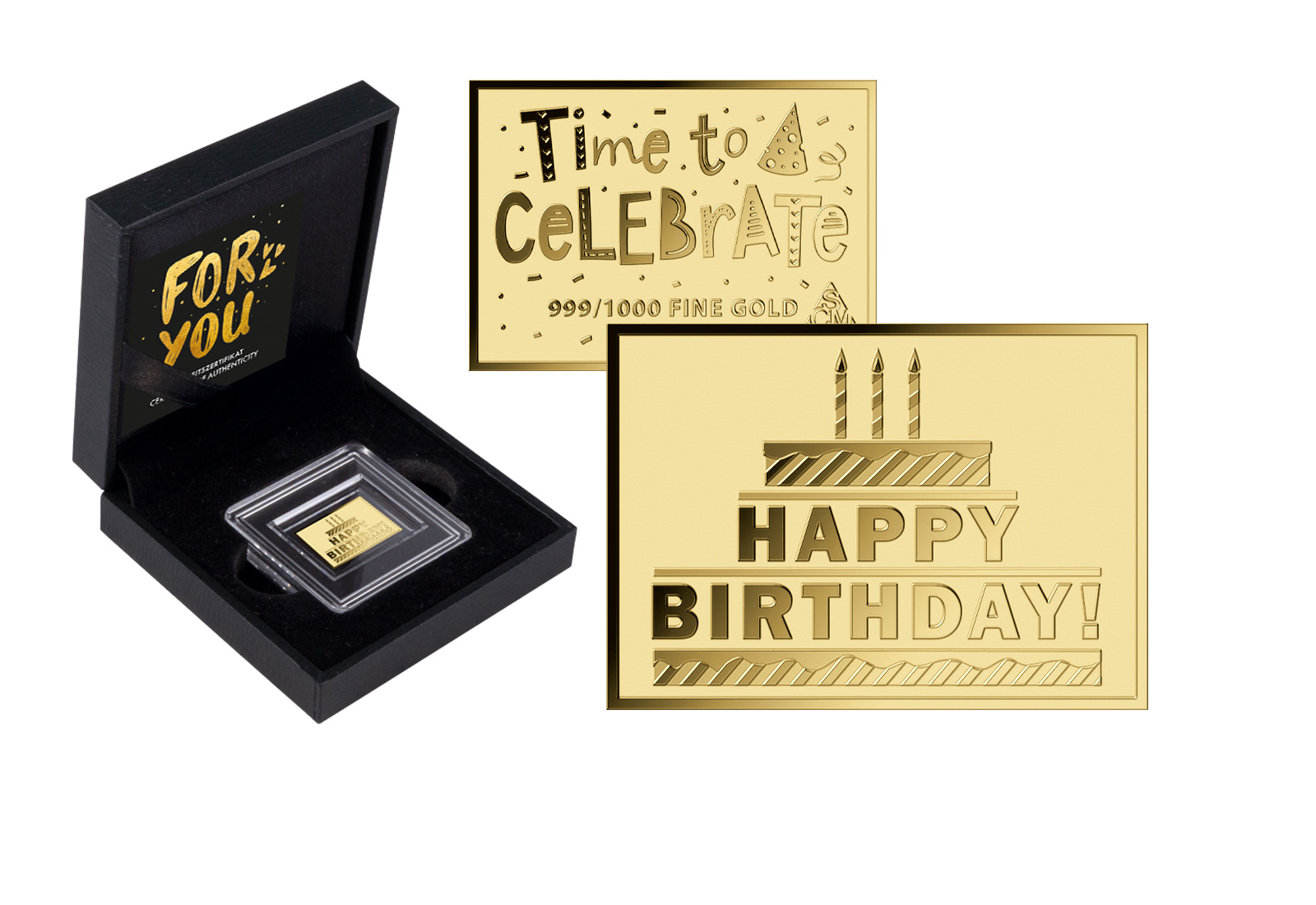 Goldausgabe Motiv "Happy Birthday Kuchen" 999/1000 Gold