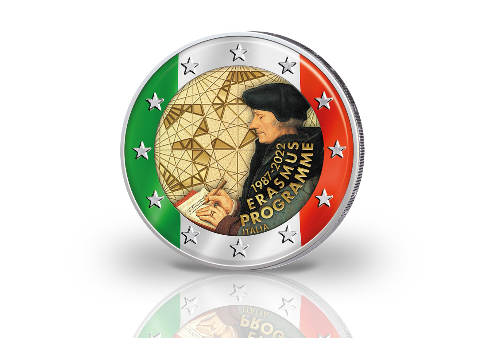 2 Euro 2022 Italien 35 Jahre Erasmus mit Farbmotiv