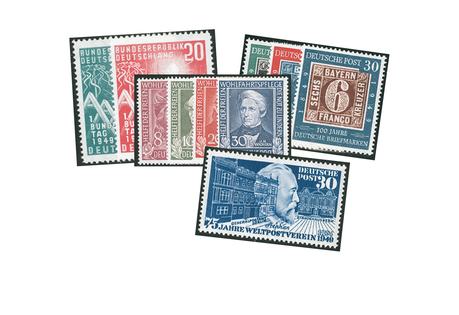 Briefmarken BRD Jahrgang 1949 Michel-Nr. 111 - 120 postfrisch