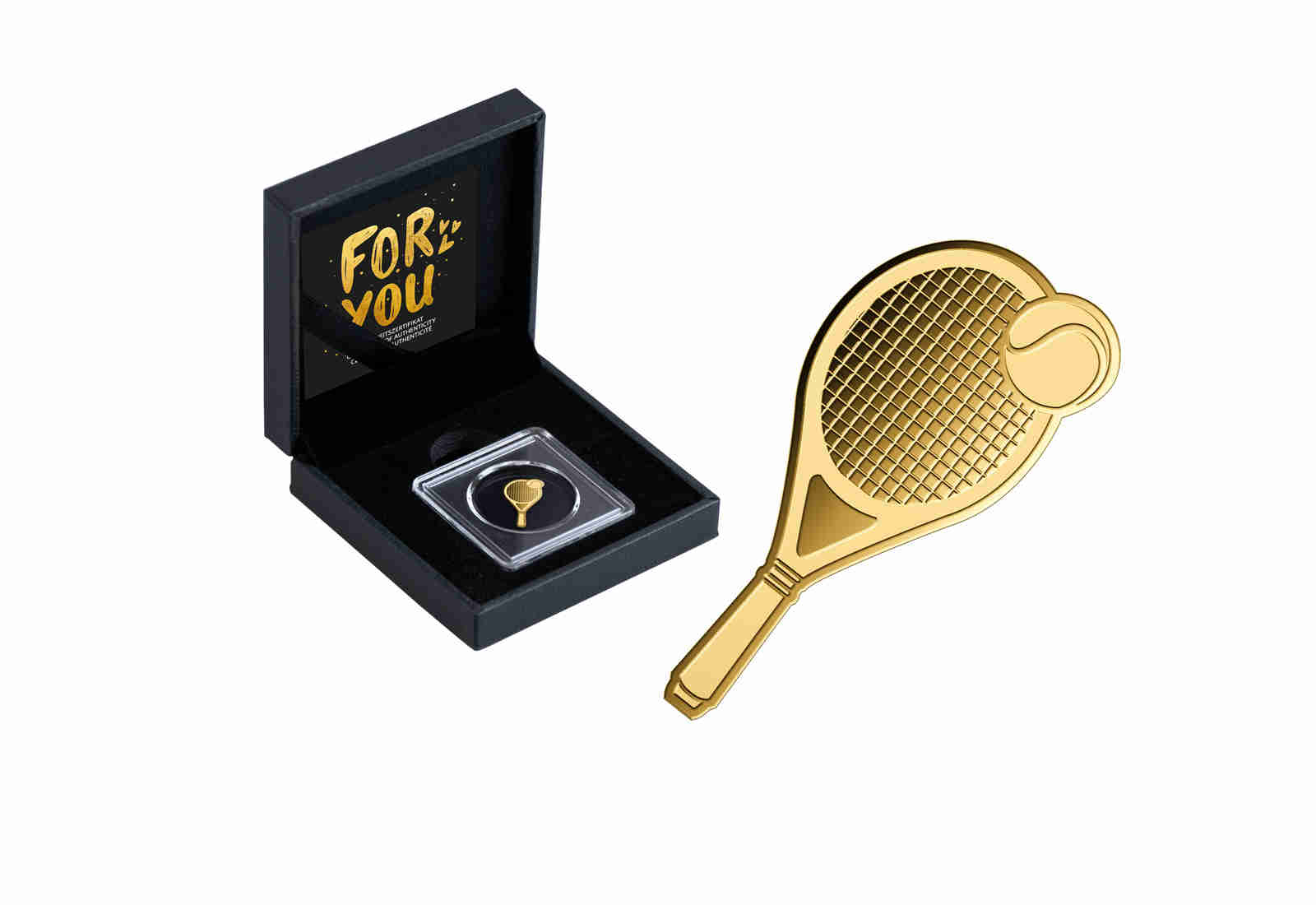 Goldausgabe Motiv "Tennisschläger" 999/1000 Gold Geschenk