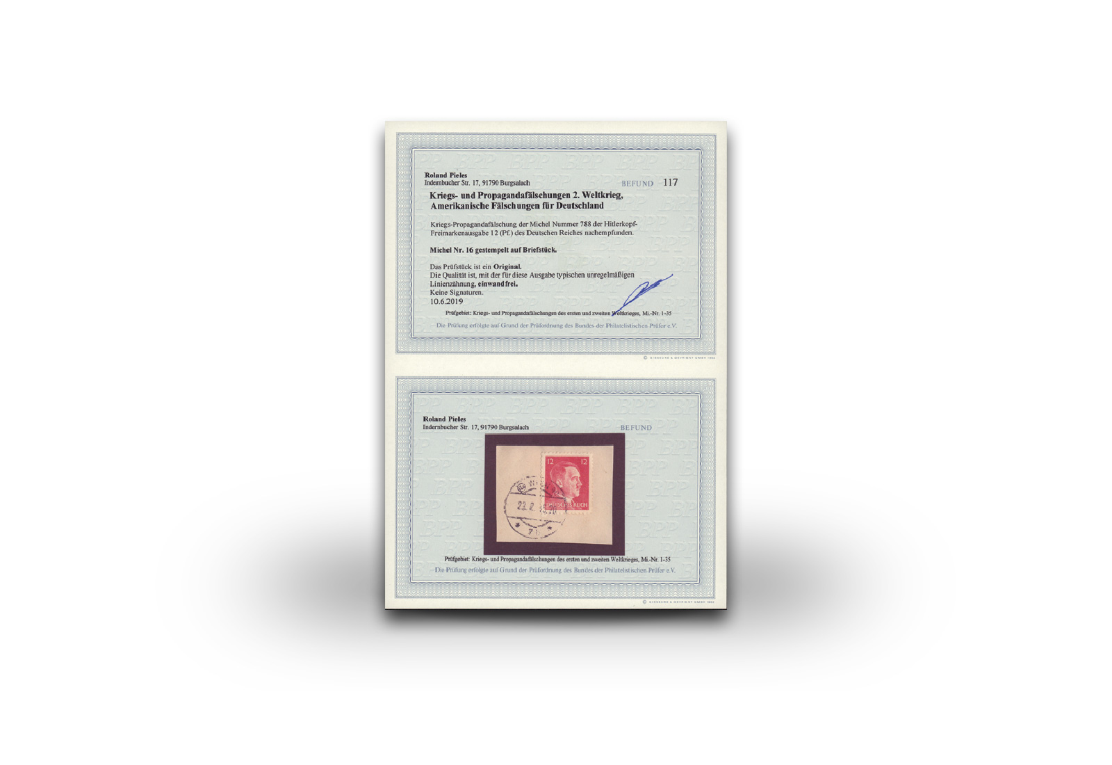 Briefmarke Deutsches Reich 1944/45 Michel-Nr. 16 gestempelt Fotoattest