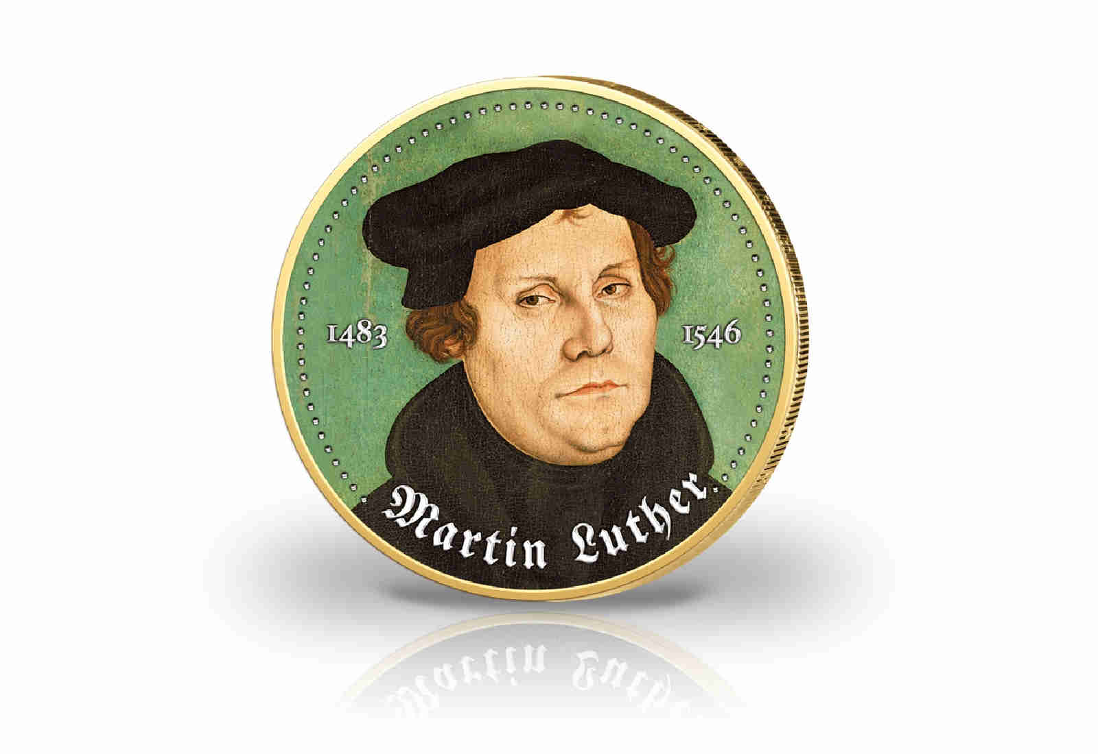 2 Euro vergoldet Martin Luther mit Farbmotiv