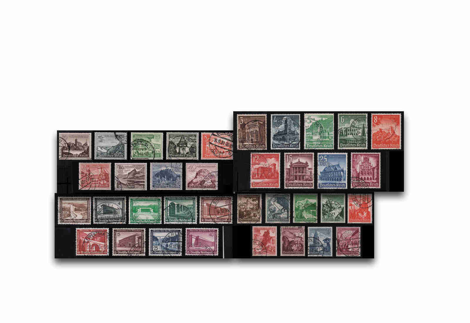 Briefmarken Deutsches Reich Winterhilfe Quartett Bauwerke Michel-Nr. 634-642,675-683,730-738,751-759 gestempelt