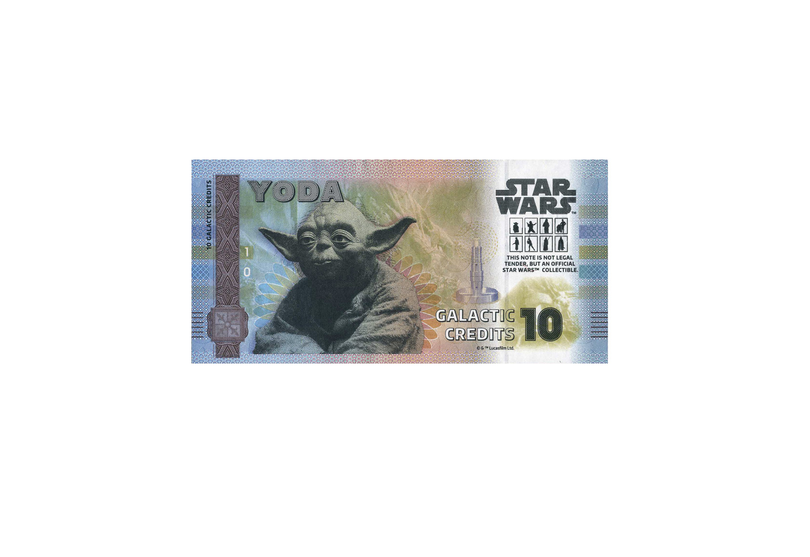 Souvenir 10 Galactic Credit Yoda in Klappkarte Star Wars Serie