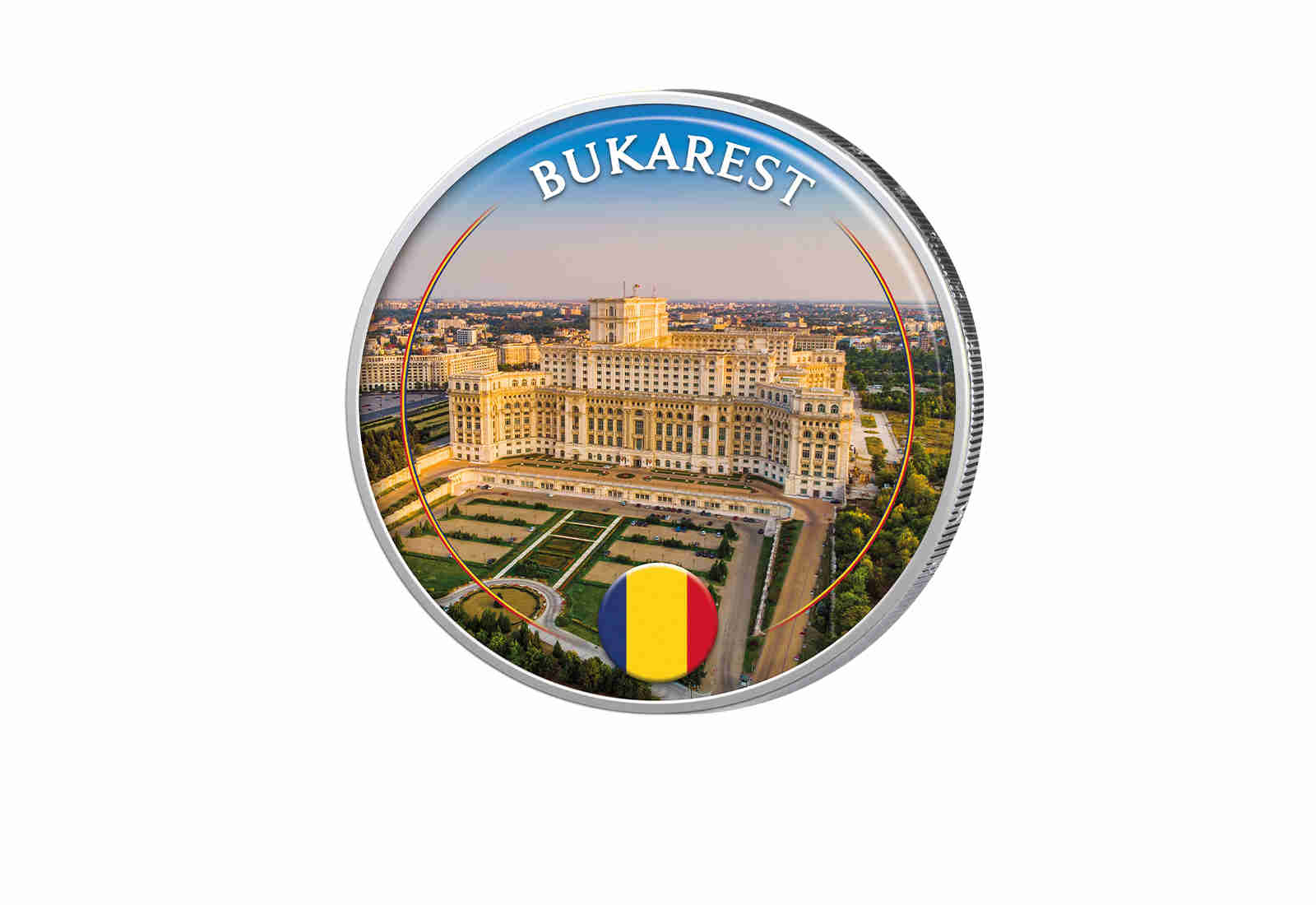2 Euro mit Farbapplikation Bukarest - Rumänien