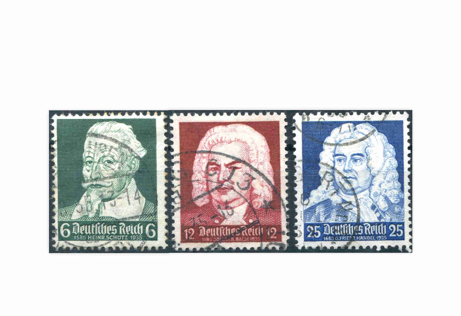 Briefmarken Deutsches Reich Komponisten 1935 Michel-Nr. 573/575 gestempelt