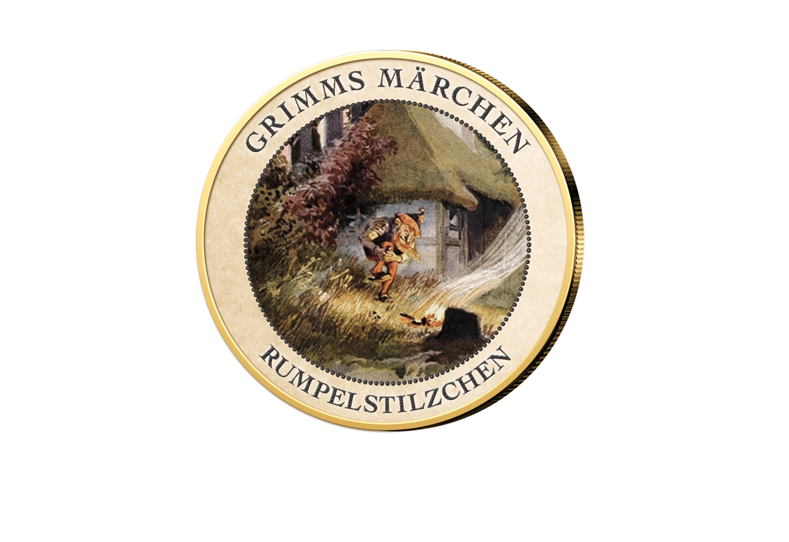 2 Euro vergoldet Rumpelstilzchen mit Farbmotiv