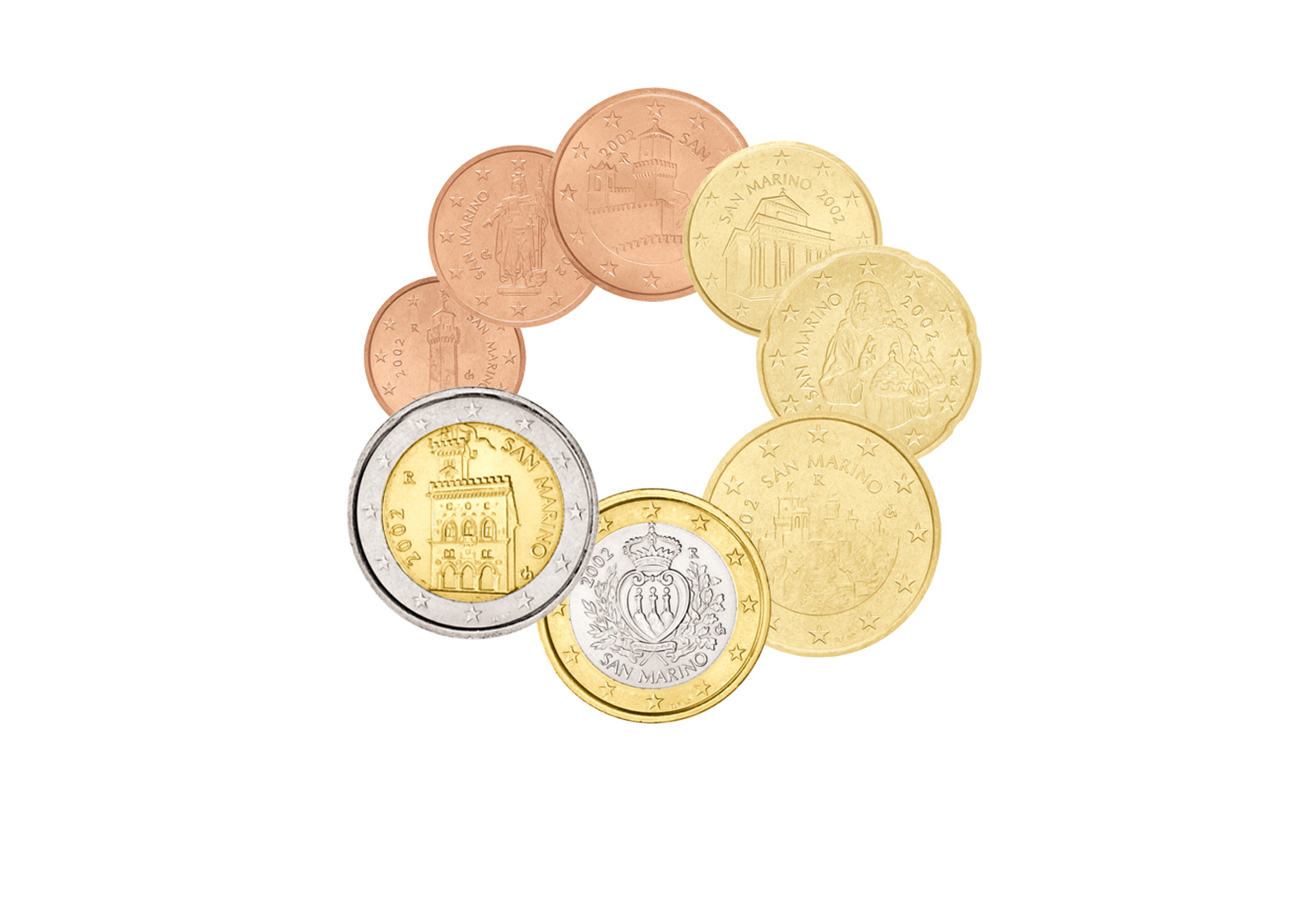 Kursmünzensatz 2002 San Marino st ohne 5 Euro Silber