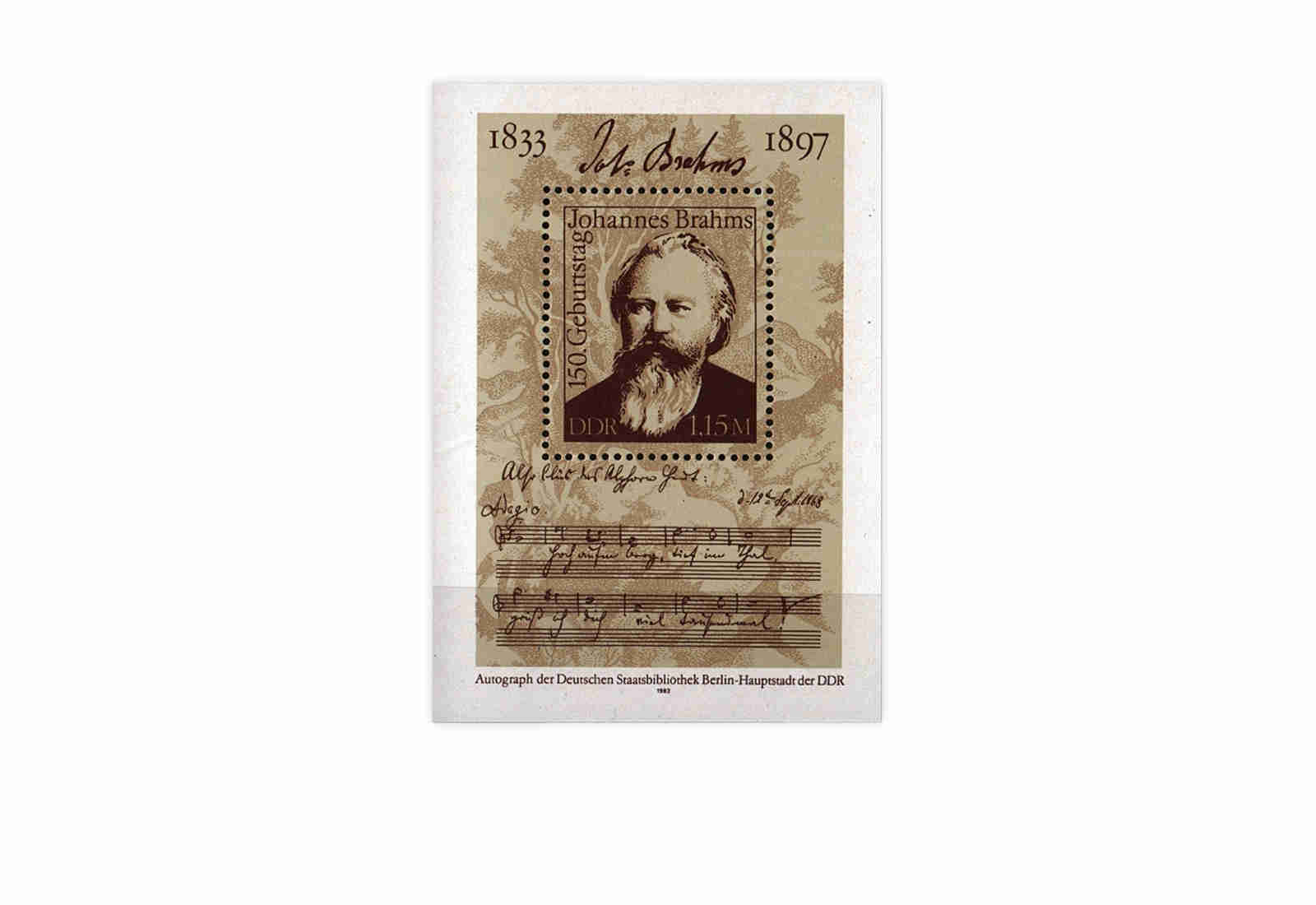 DDR Block 69 150. Geburtstag Brahms 1983 gestempelt