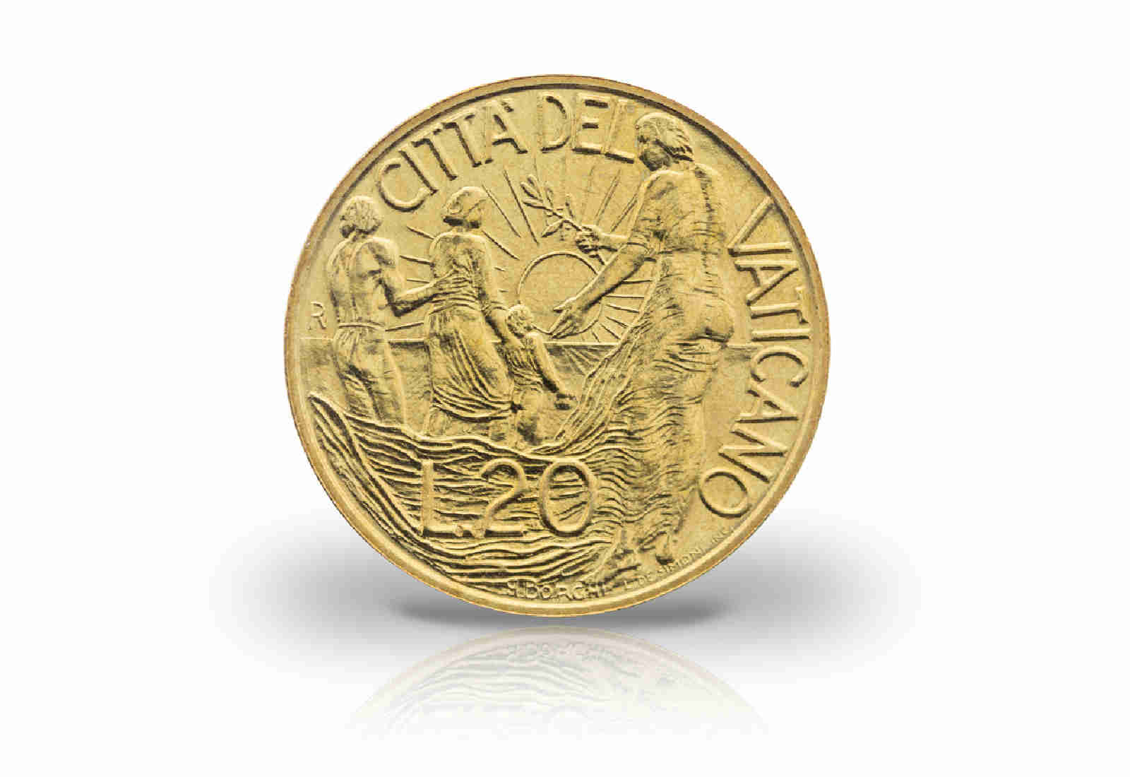 20 Lire 1998 Vatikan Papst Johannes Paul II. Familie und Sonne