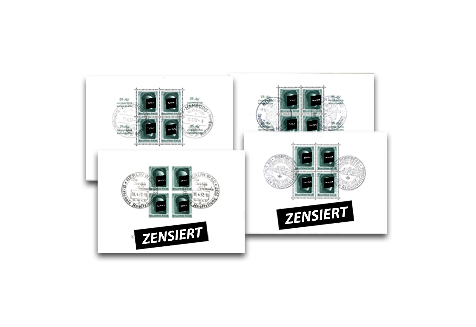 Deutsches Reich Briefmarken Hitler-Blocks gestempelt