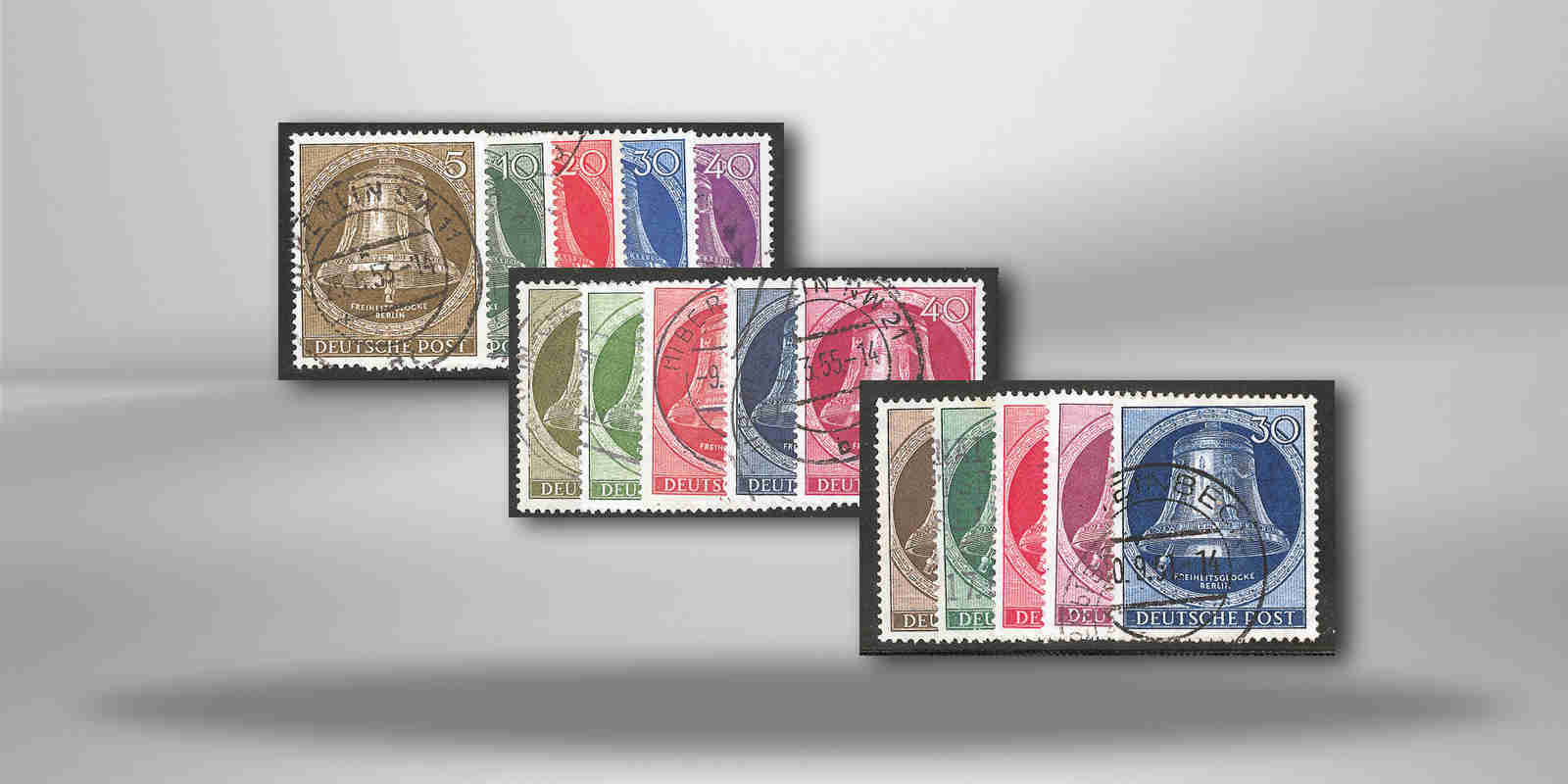 Briefmarken Berlin Glockensätze 1951 bis 1953 gestempelt