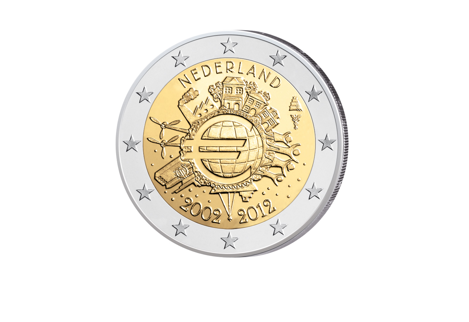 2 Euro 2012 Niederlande 10 Jahre Bargeld bfr.