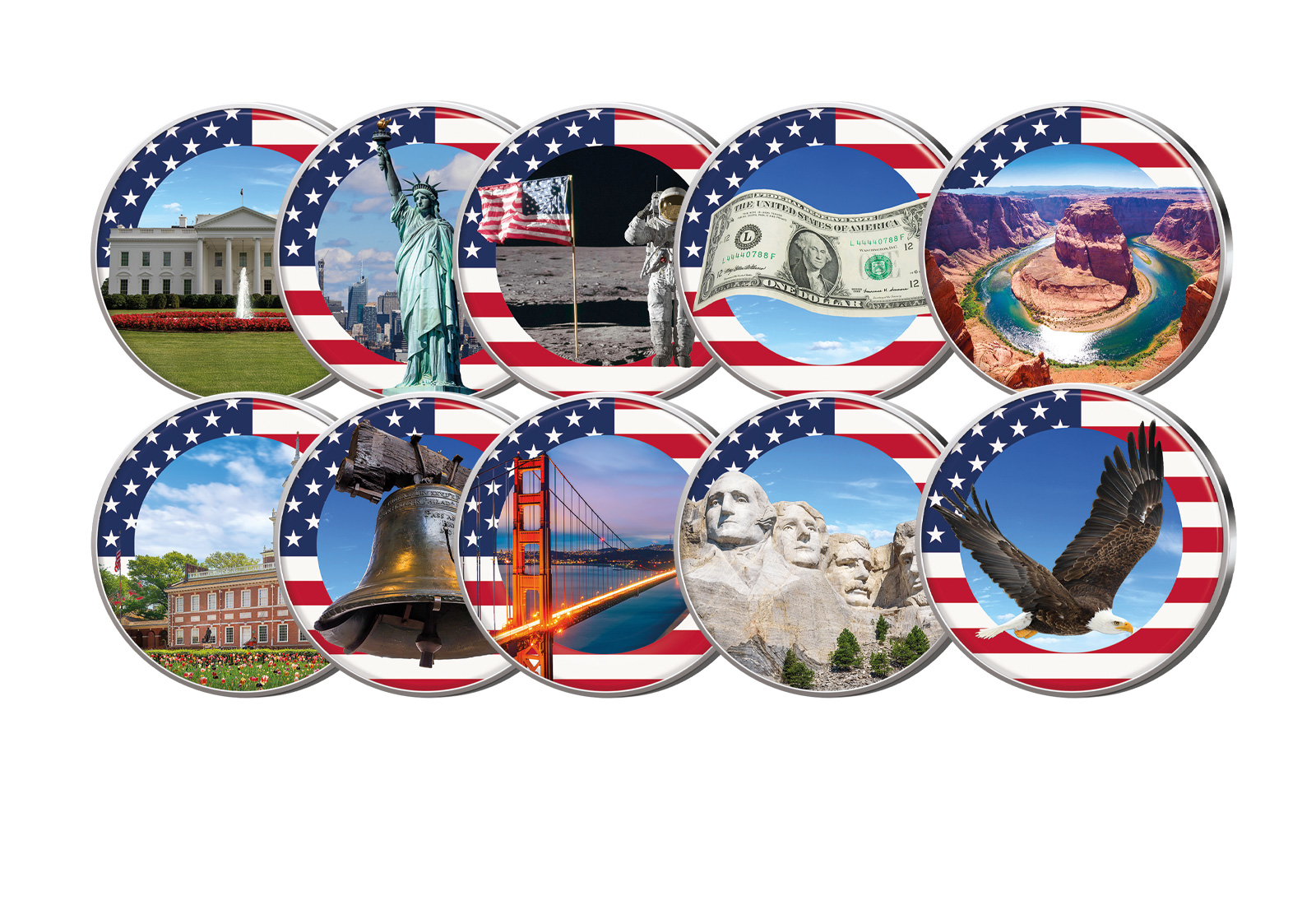 10er Kollektion 250 Jahre USA mit Farbapplikation