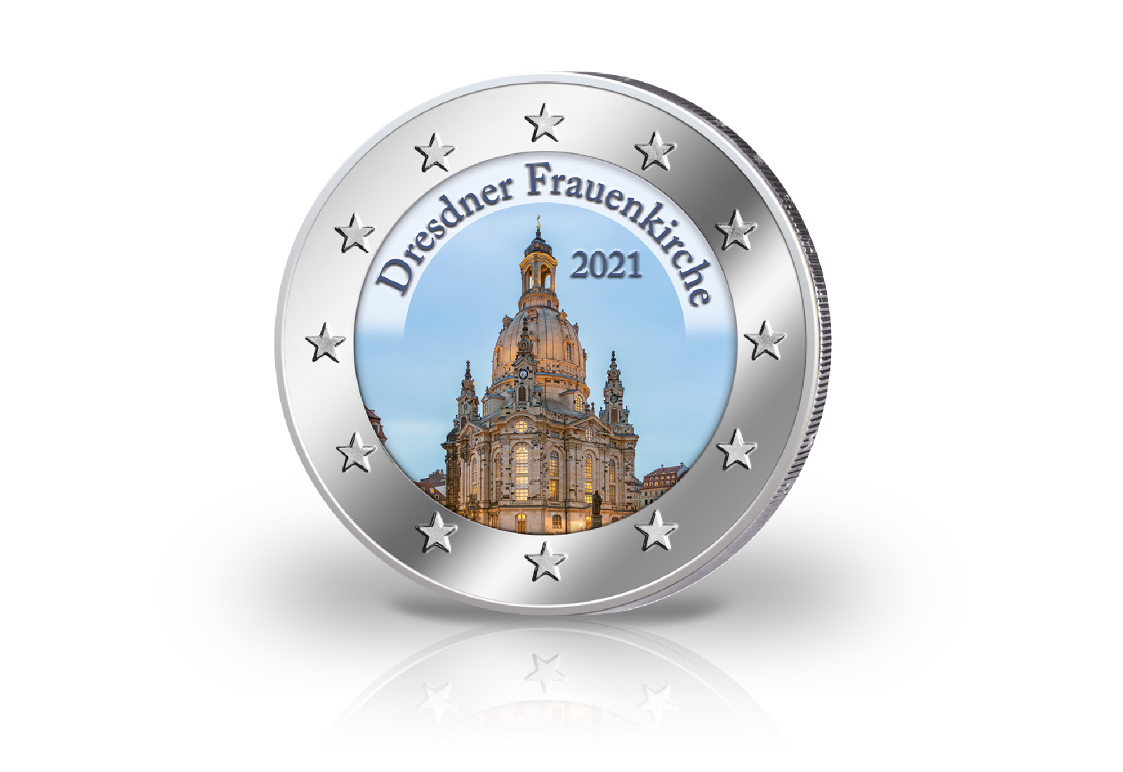 Dresdner Frauenkirche 2021 mit Farbapplikation