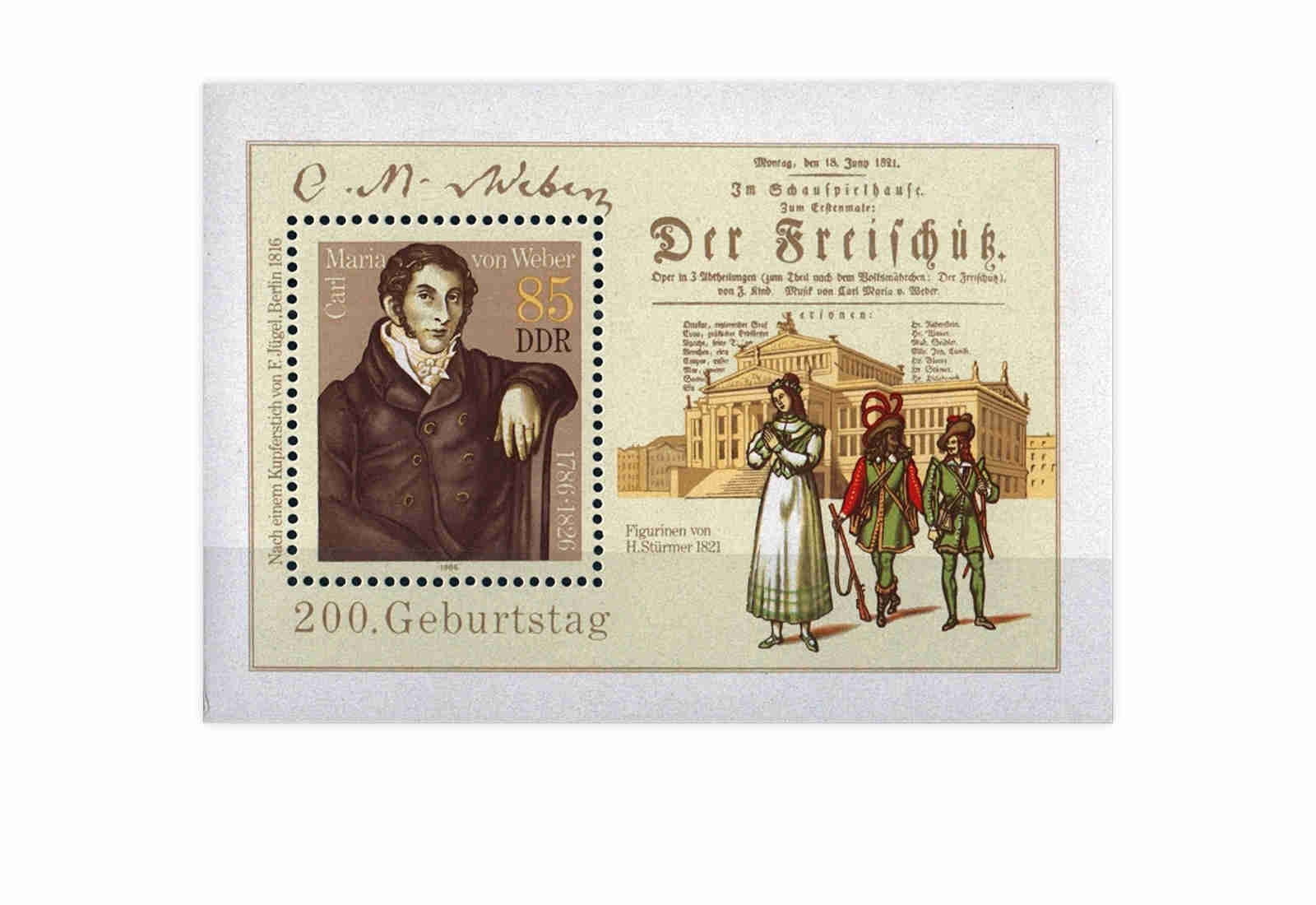 DDR Block 86 Carl Maria von Weber 1986 gestempelt