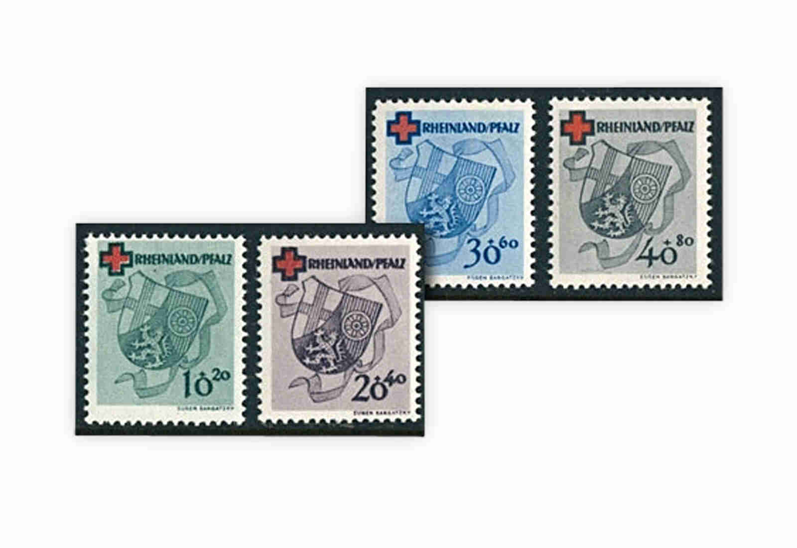 Französische Zone Rheinland-Pfalz Mi.Nr. 42/45 A gestempelt geprüft
