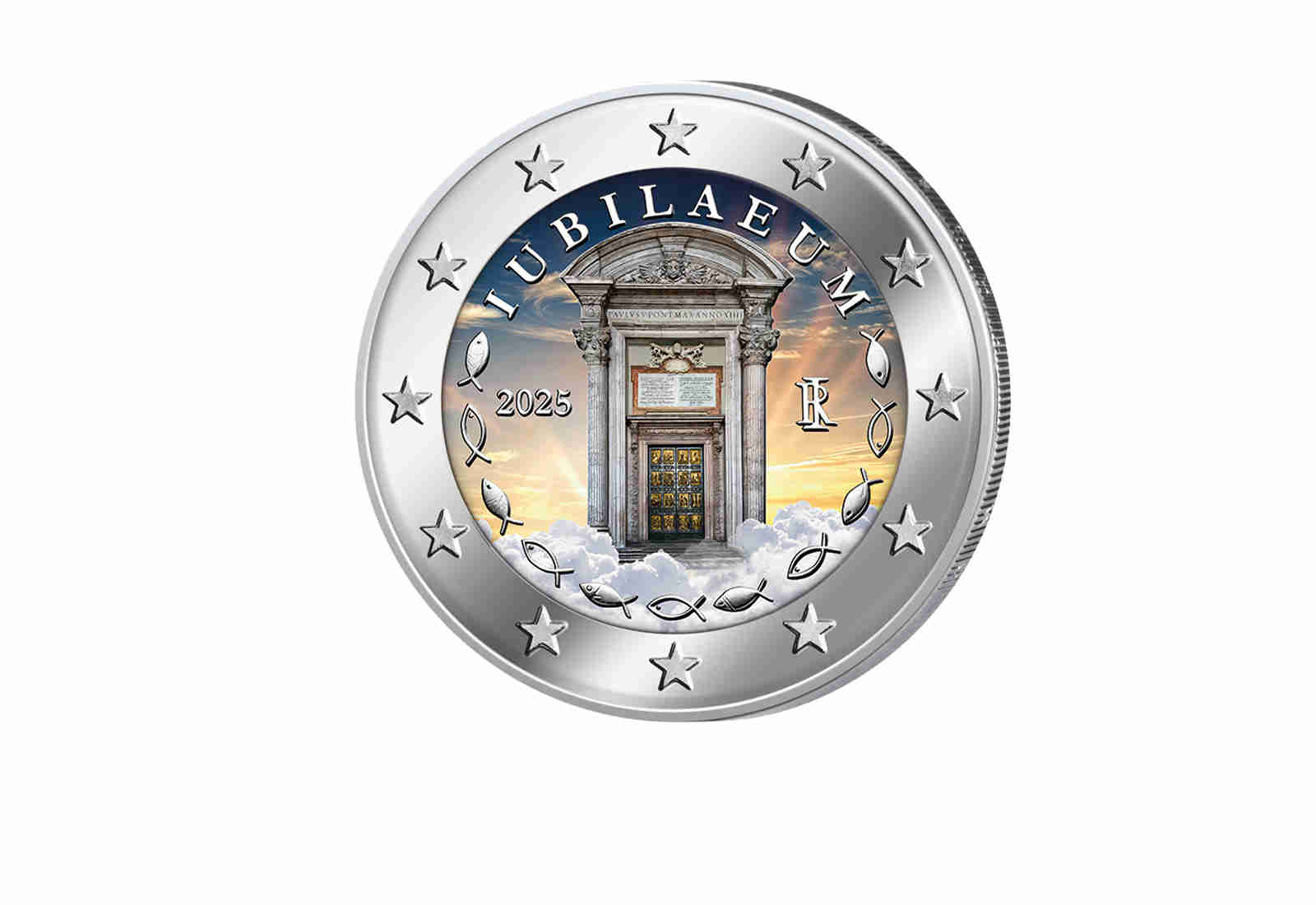 2 Euro 2025 Italien Jubiläum 2025 mit Farbapplikation