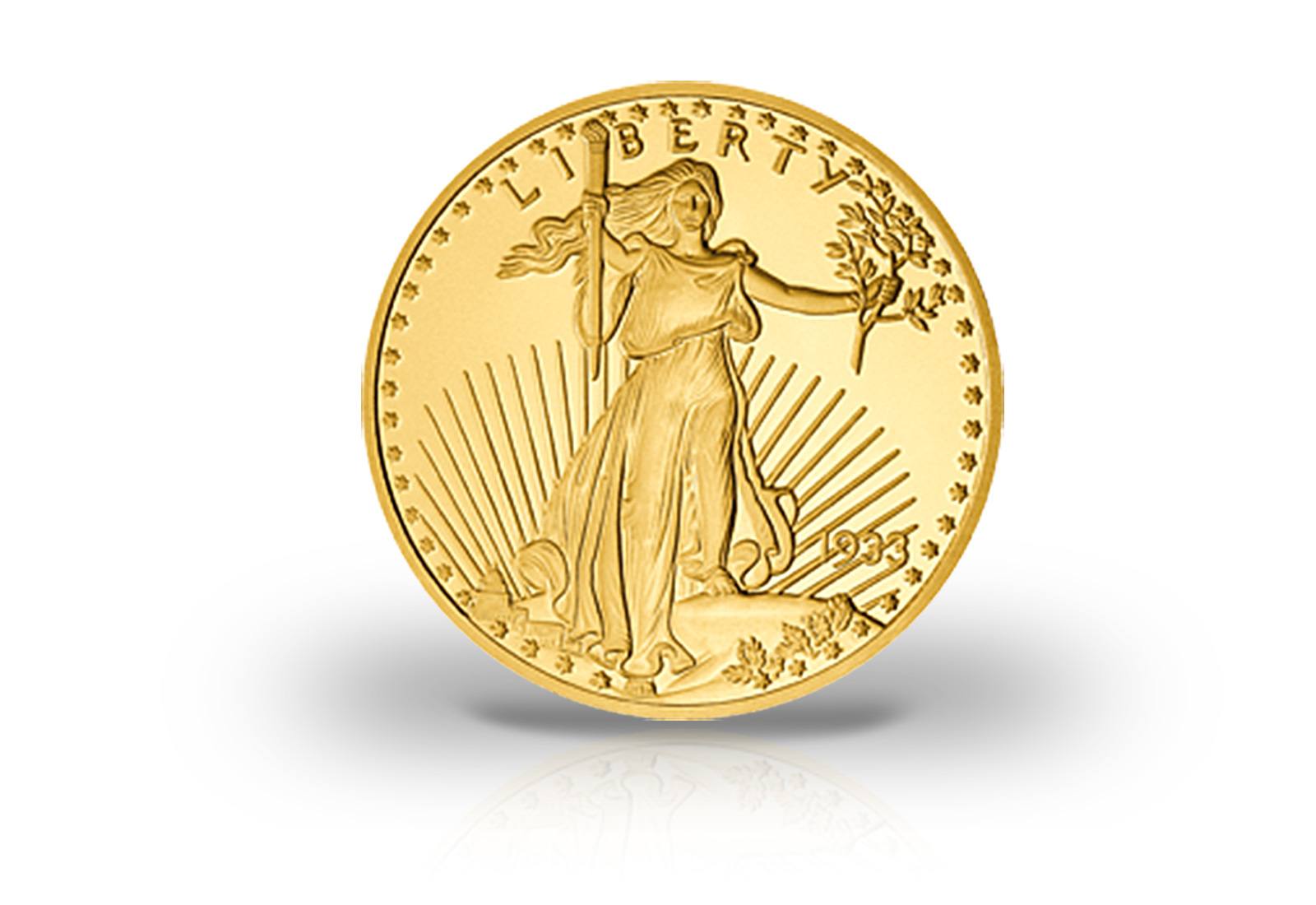 USA Double Eagle 1933 Neuprägung mit 24kt Goldapplikation