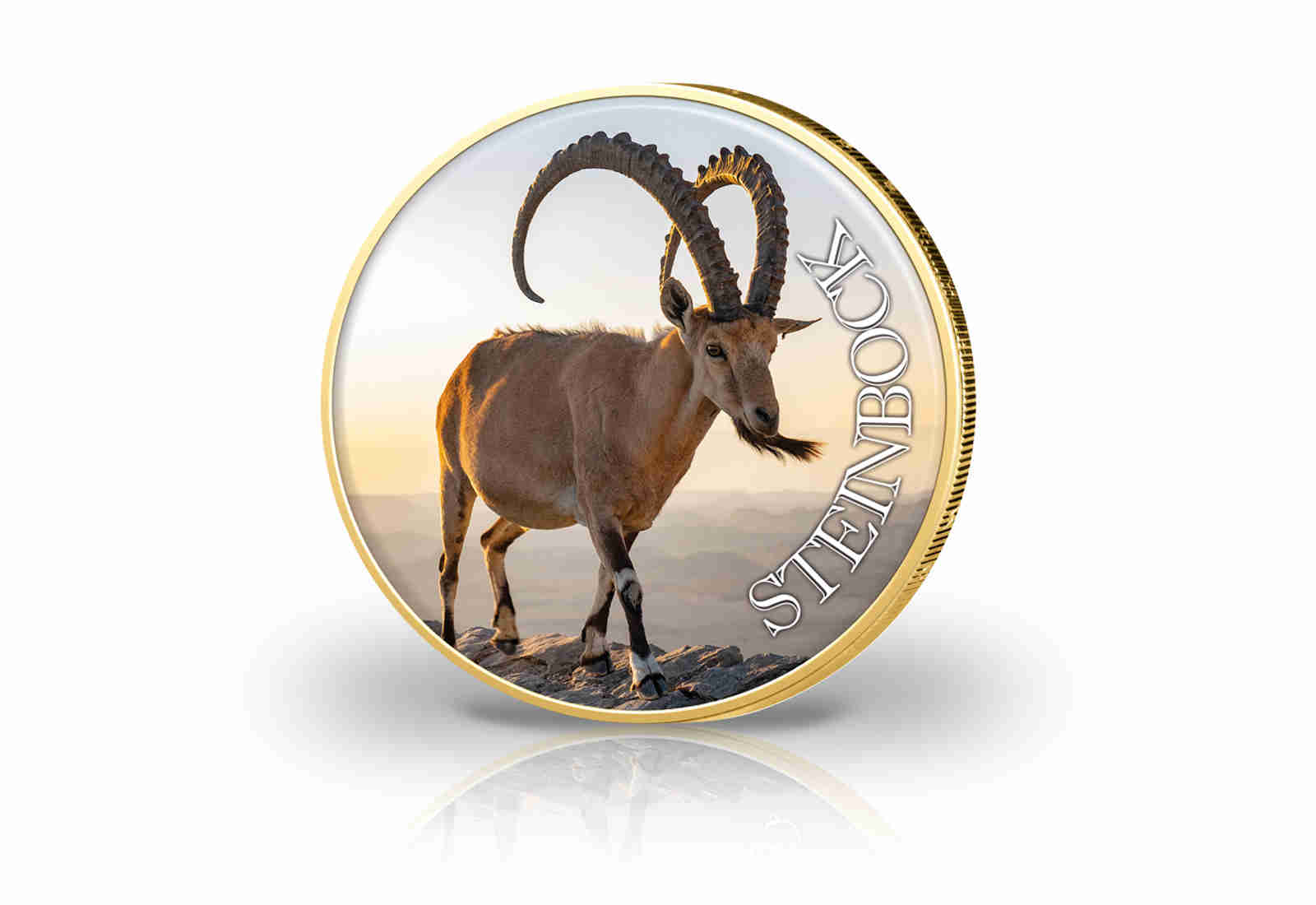 2 Euro mit Farbmotiv und 24 Karat Goldauflage Steinbock