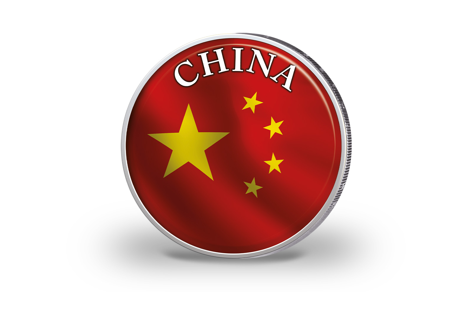 2 Euro vergoldet China Flagge mit Farbmotiv