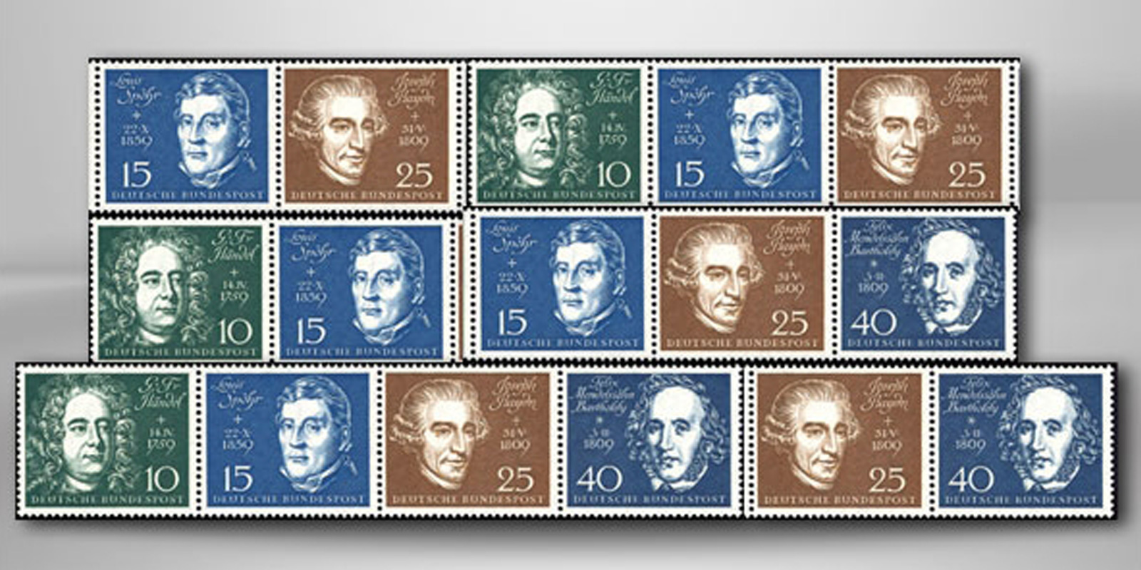 Zusammendrucke BRD Beethoven 1959 gestempelt