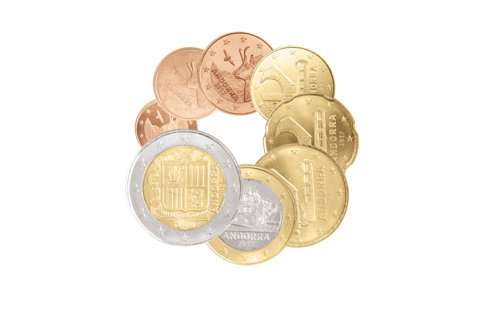 Kursmünzensatz 2017 Andorra st im Blister 