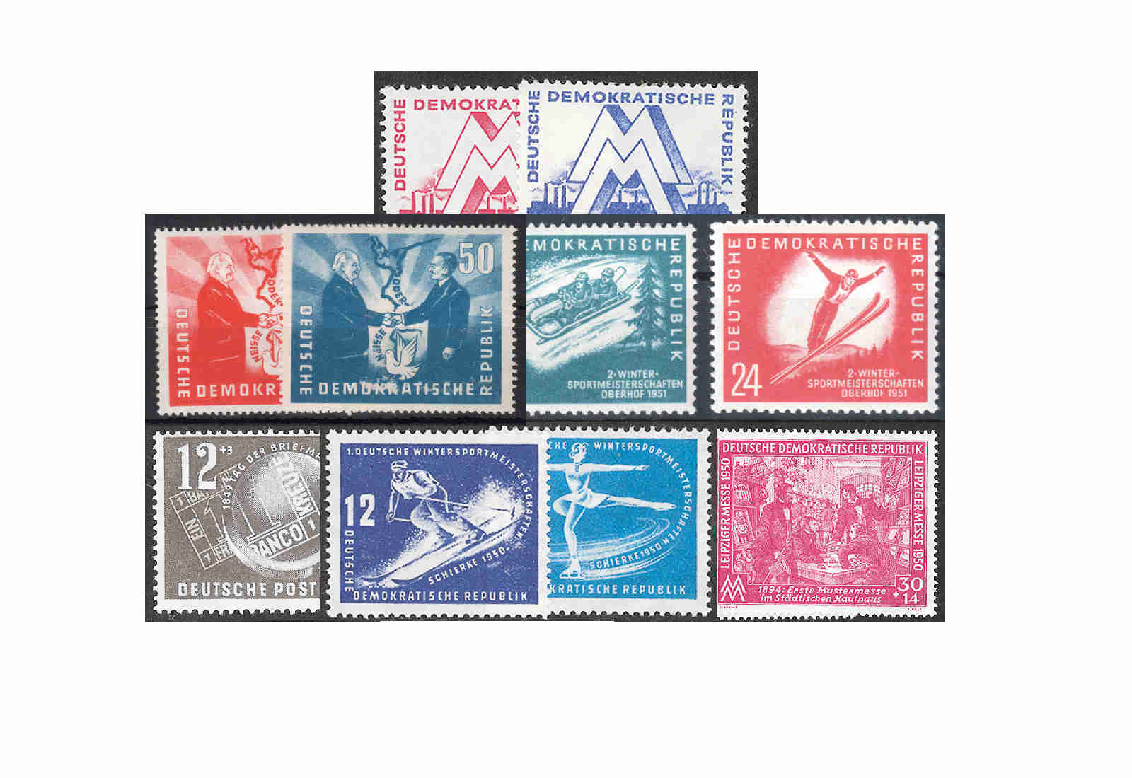 Briefmarken DDR Kollektion 1950/51 Michel-Nr. 245-249, 280-285 postfrisch